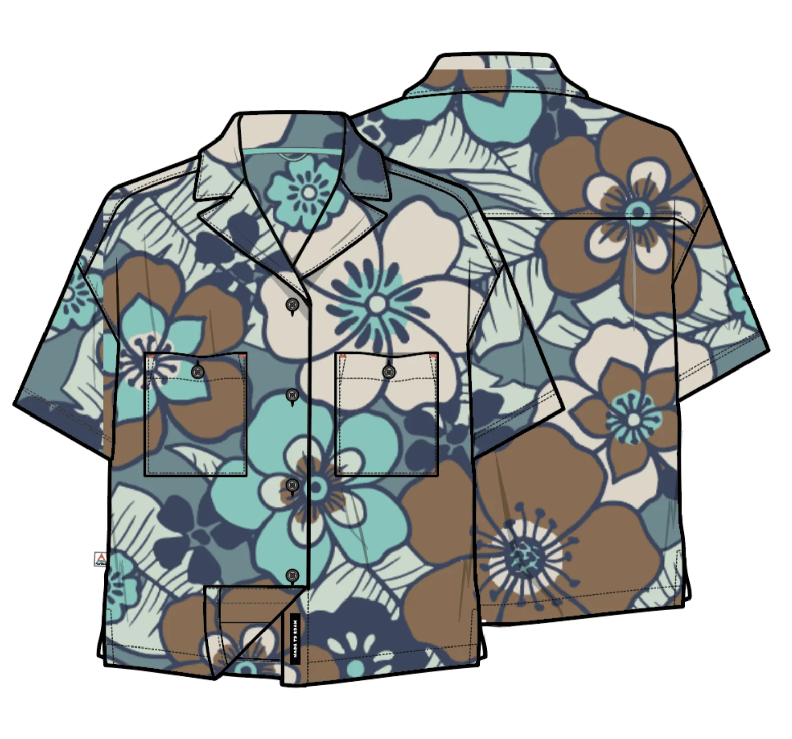 365 Active Boxy Shirt - Vintage Floral Aqua - Image 9