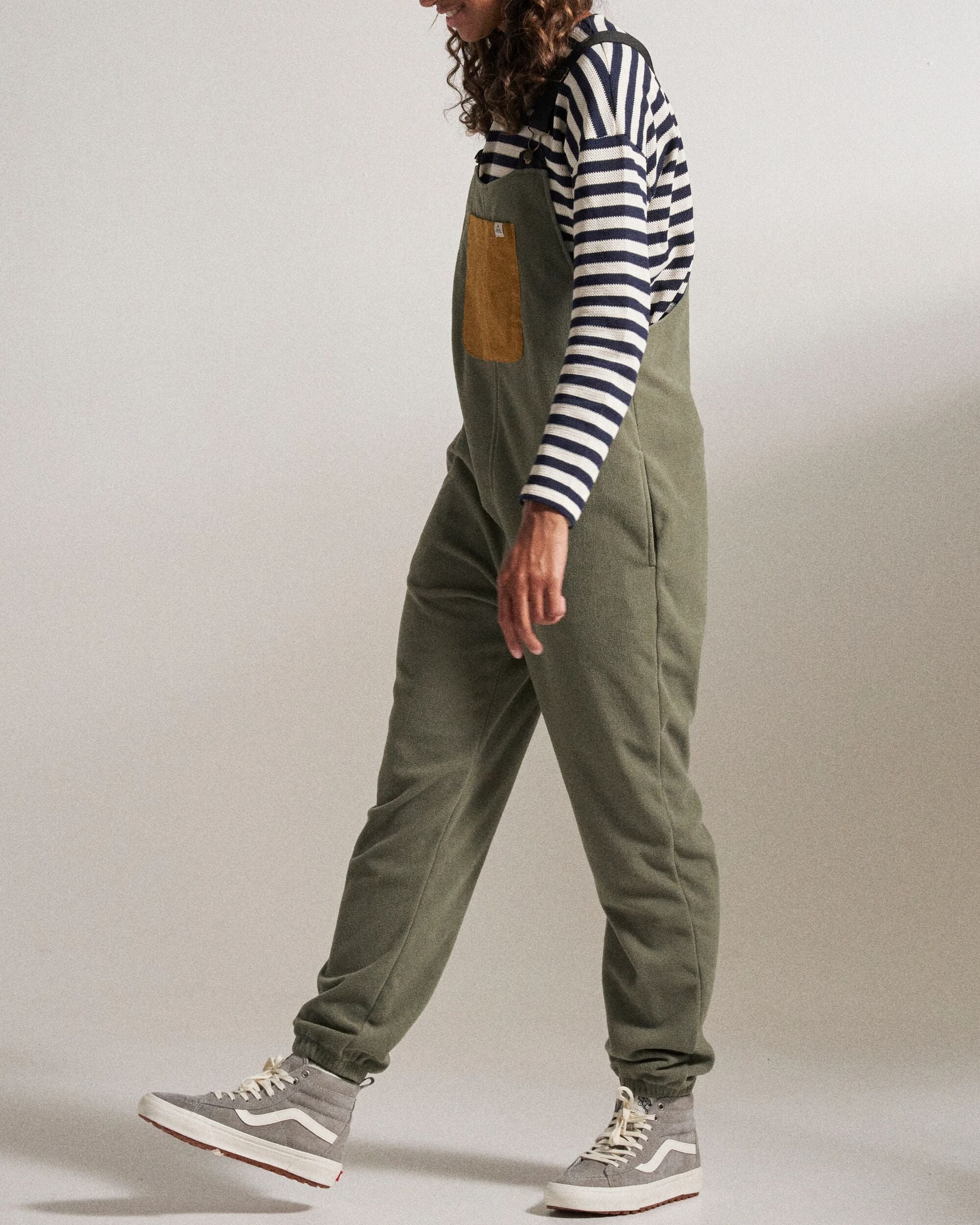 Ace Polar Fleece Dungarees - Dusty Olive - Image 4