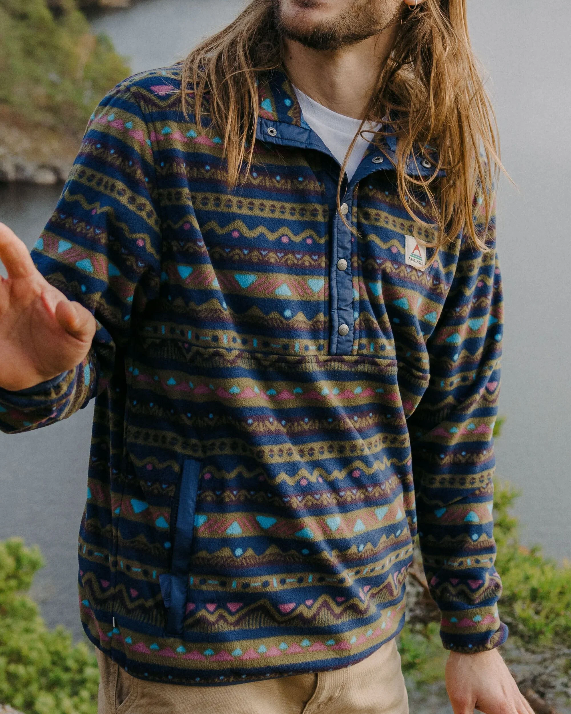 Adrift Polar Fleece - Mountain Geo Multi - Image 3