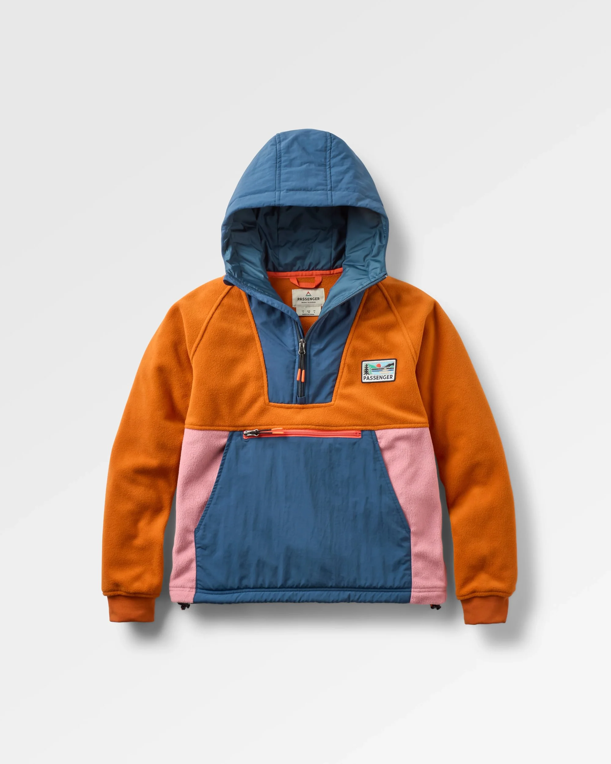 Alexander Hooded Polar Fleece - Dark Denim/Sunset Orange - Image 2
