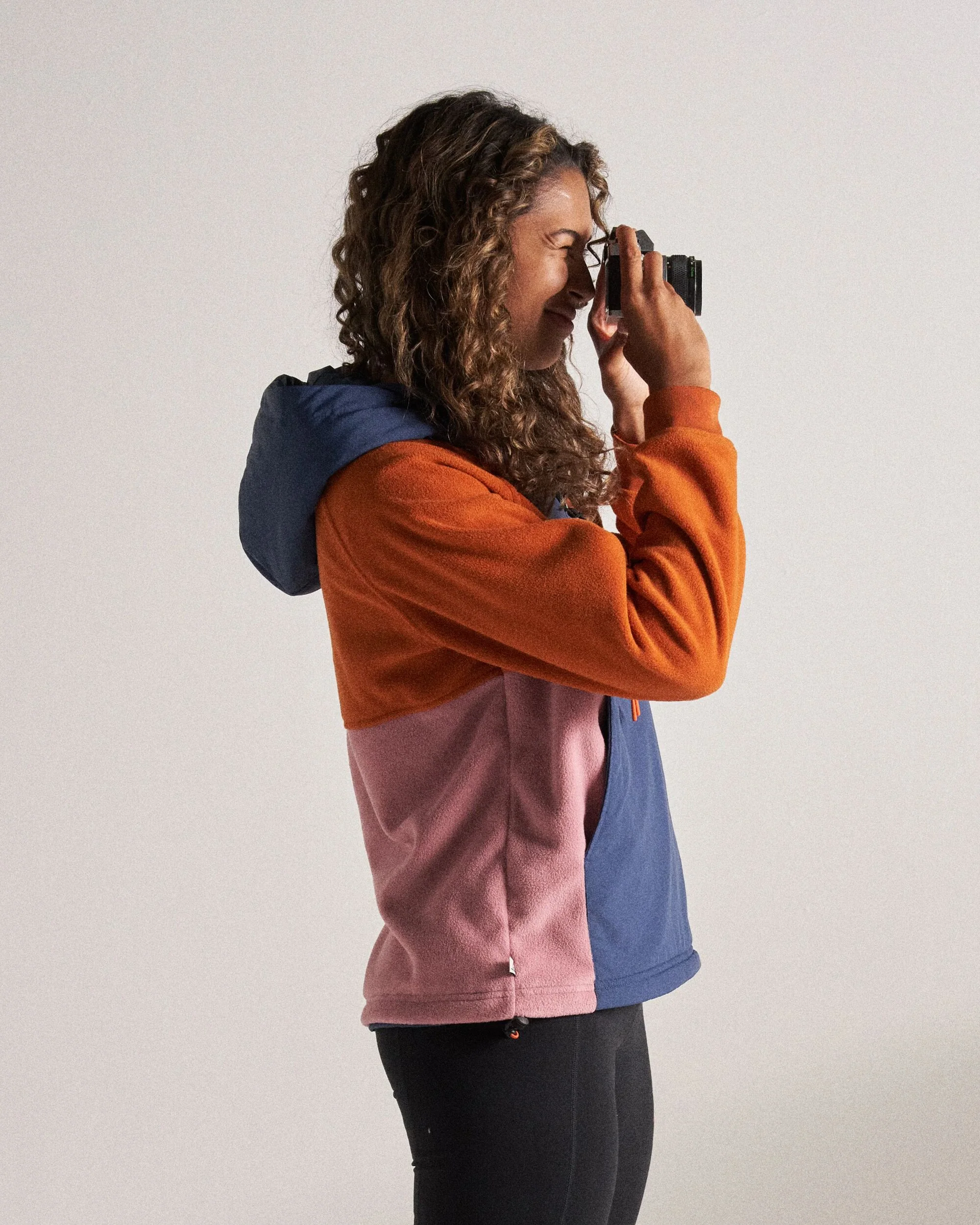 Alexander Hooded Polar Fleece - Dark Denim/Sunset Orange - Image 3