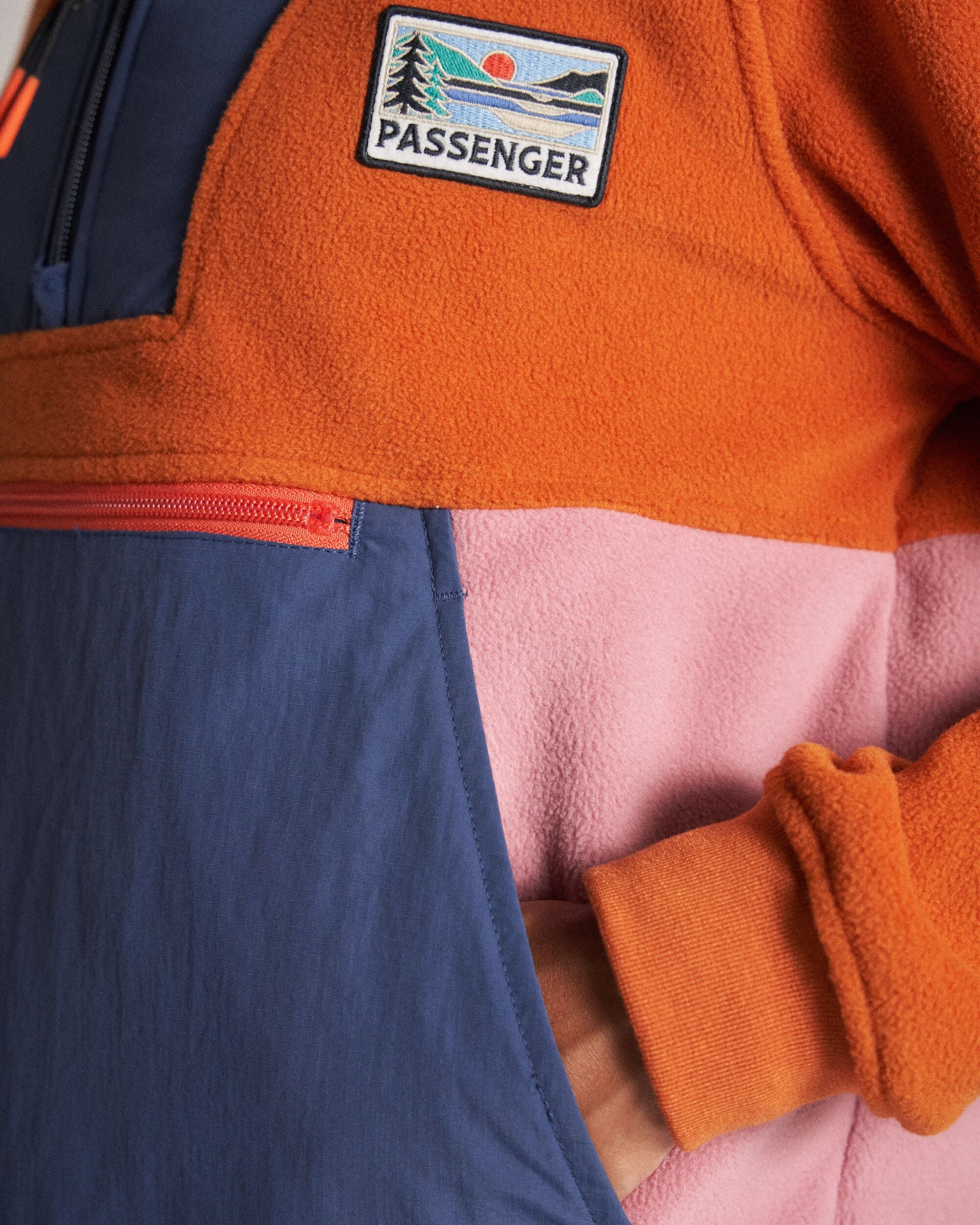Alexander Hooded Polar Fleece - Dark Denim/Sunset Orange - Image 7