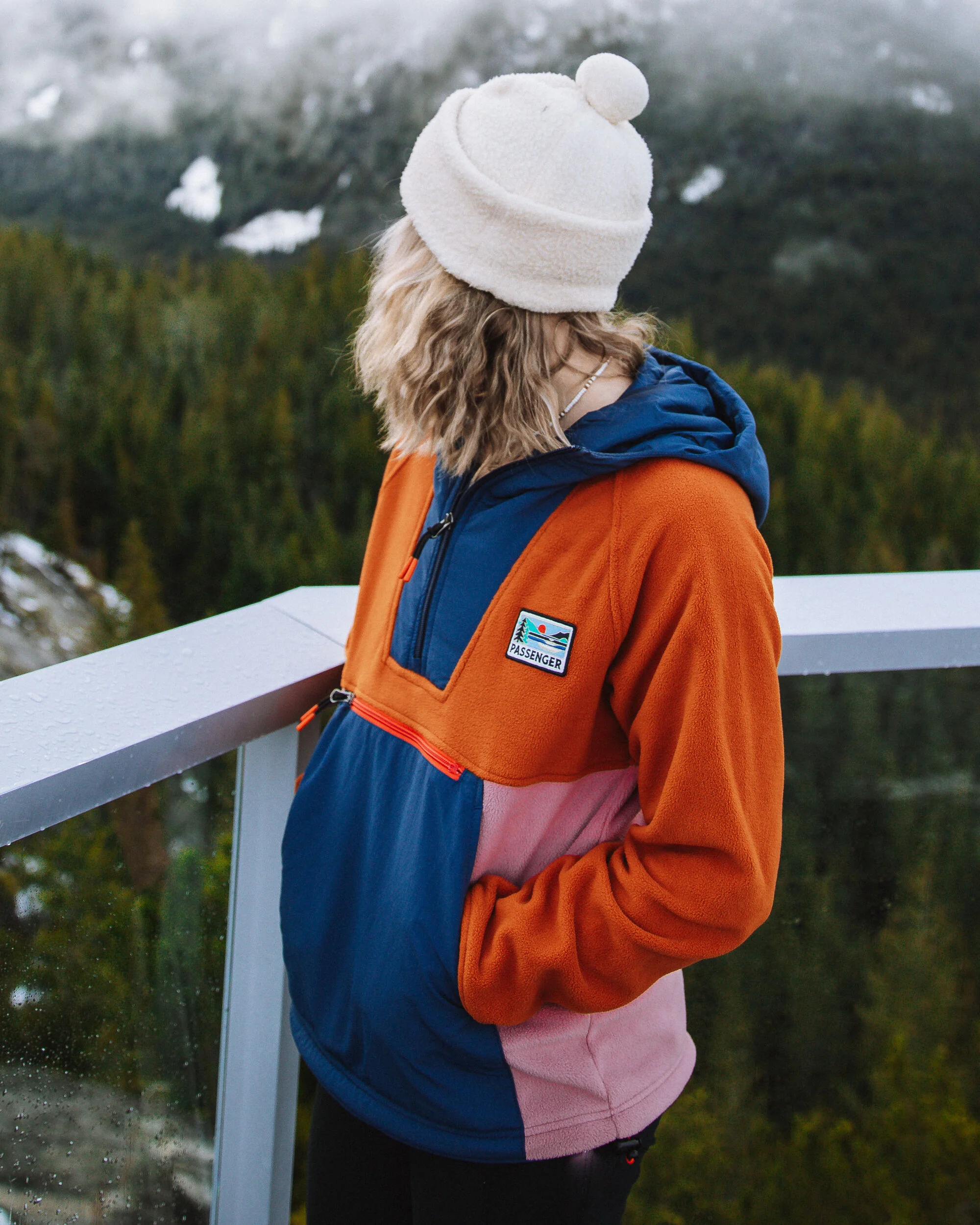 Alexander Hooded Polar Fleece - Dark Denim/Sunset Orange - Image 8
