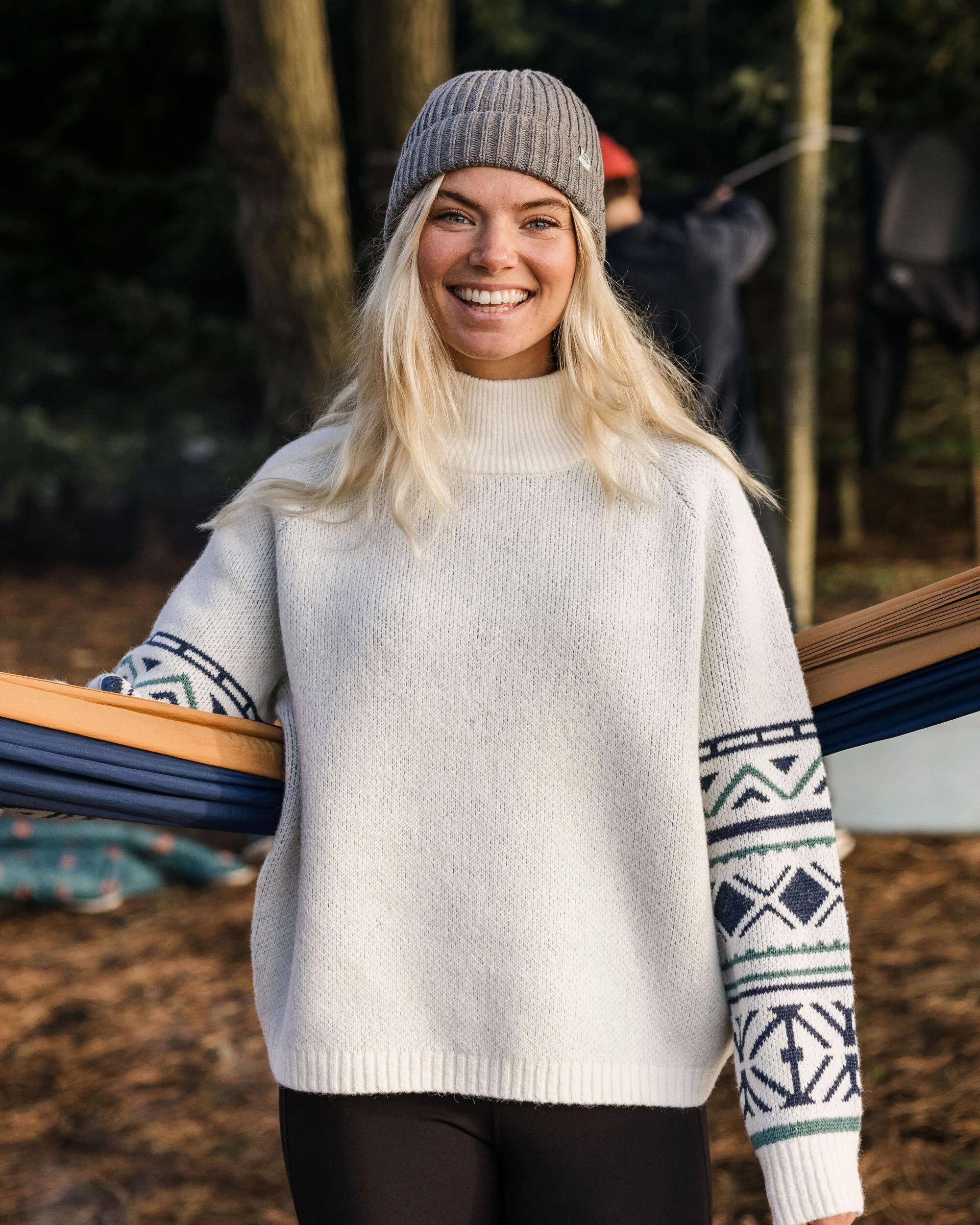 Ambiance Knitted Jumper - Homespun Stripe Off White - Image 2