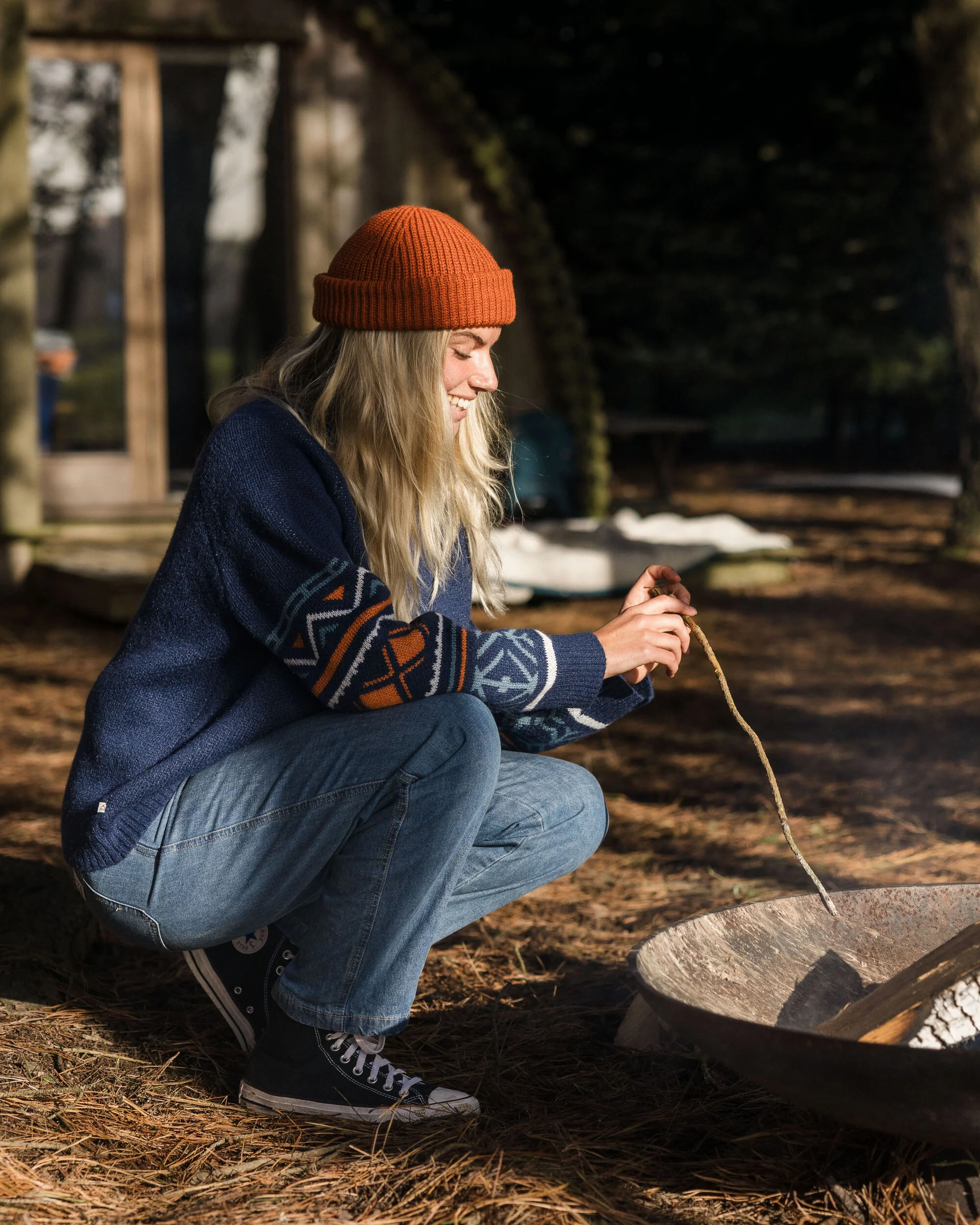Ambiance Knitted Jumper - Homespun Stripe Navy - Image 3
