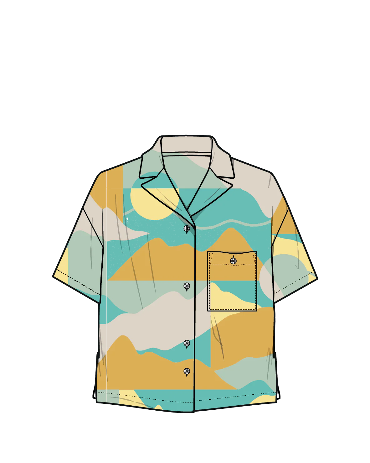 Arden Linen Short Sleeve Shirt - Vista Patchwork Yellow - Image 7