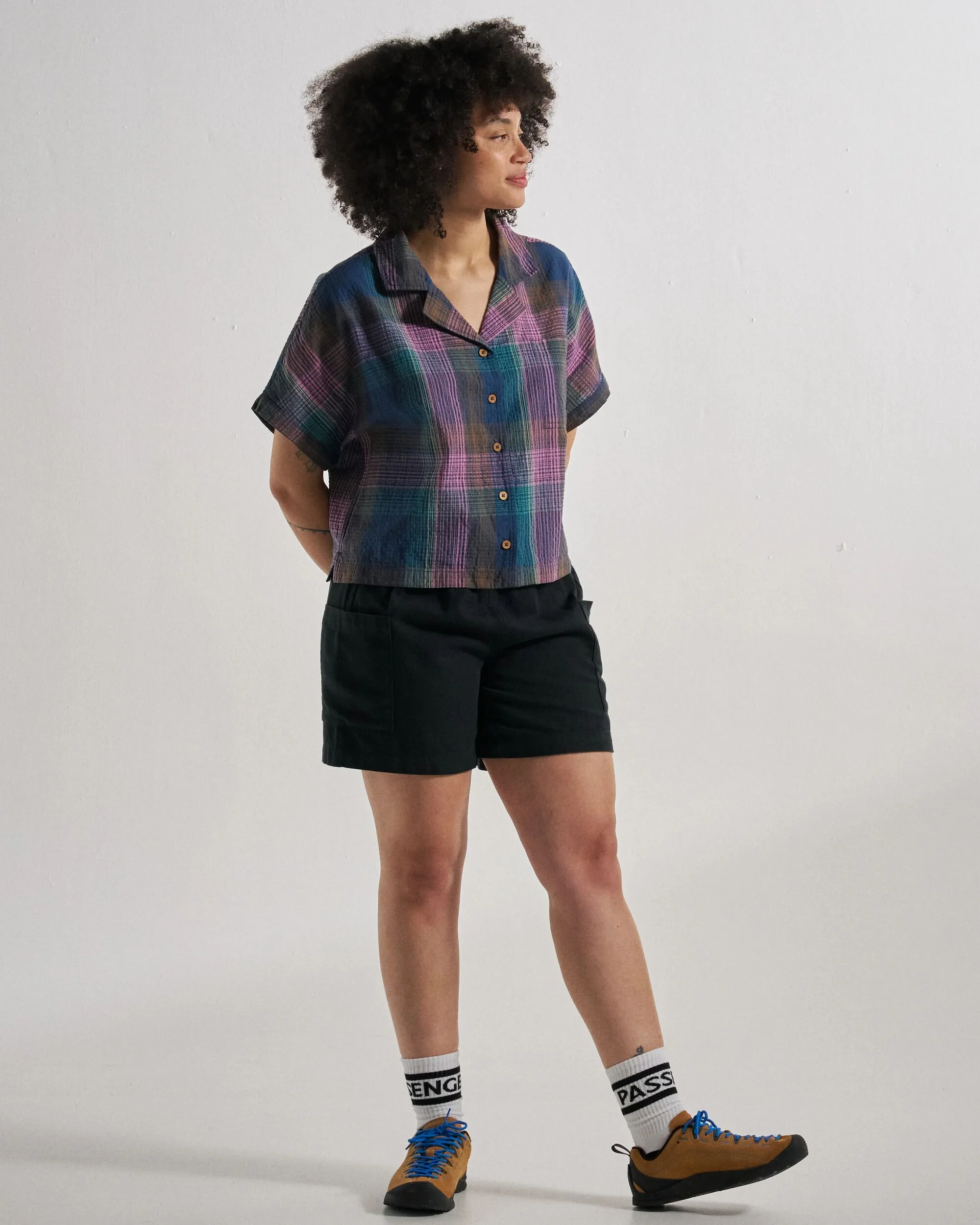 Arden Short Sleeve Shirt - Rich Navy Multi Check - Image 4