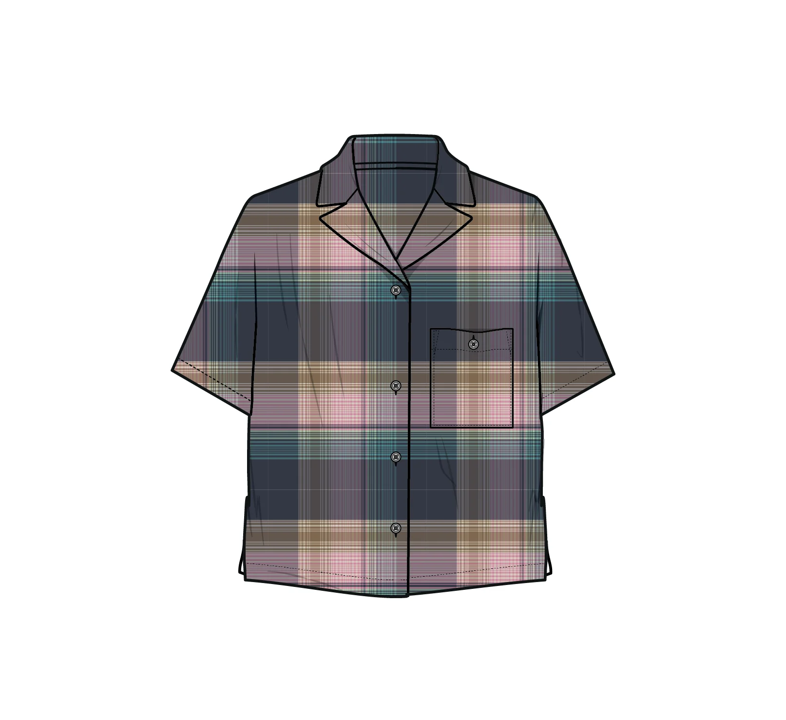 Arden Short Sleeve Shirt - Rich Navy Multi Check - Image 8