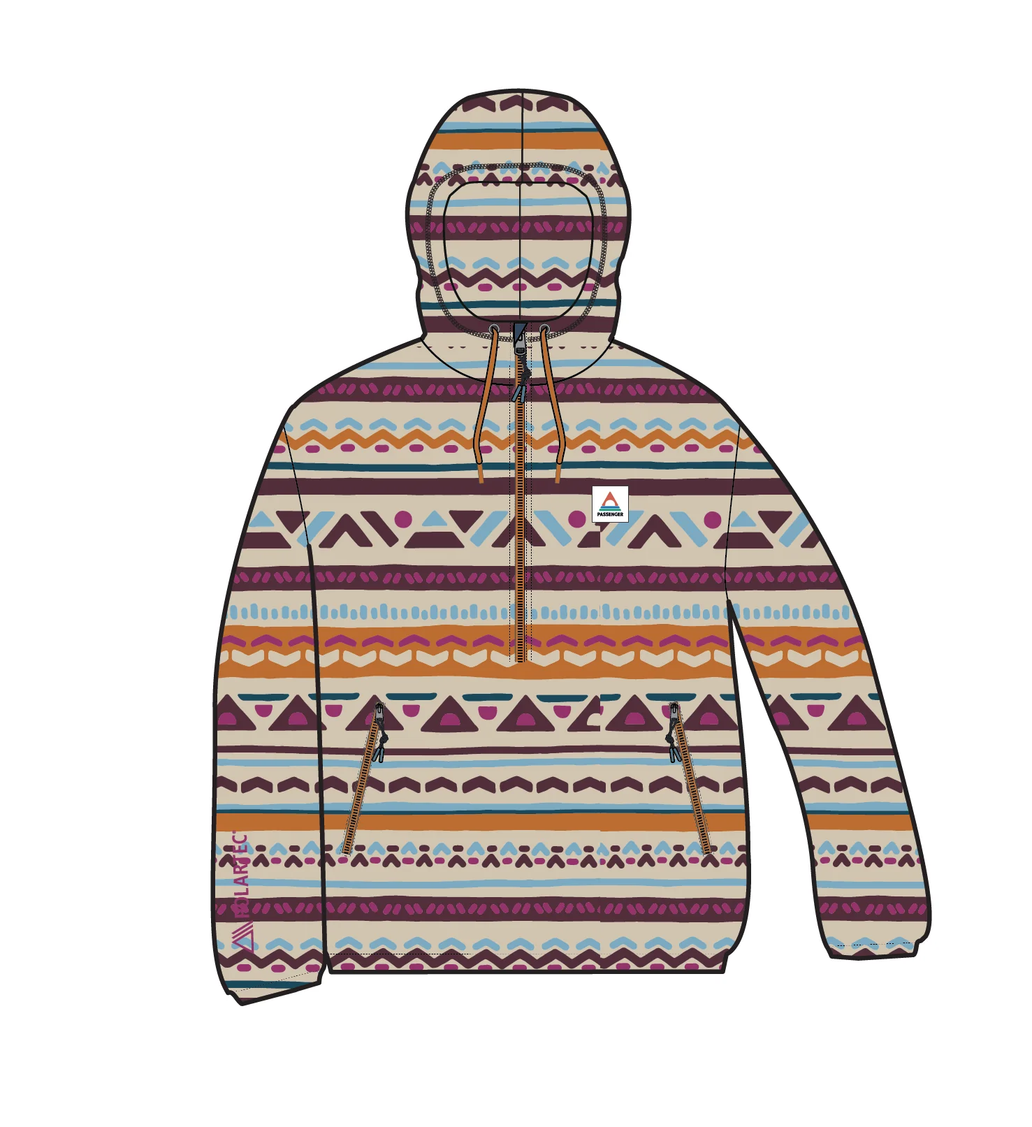 Ayla Micro Polartec® Hooded Fleece - Geo Tracks Birch - Image 11