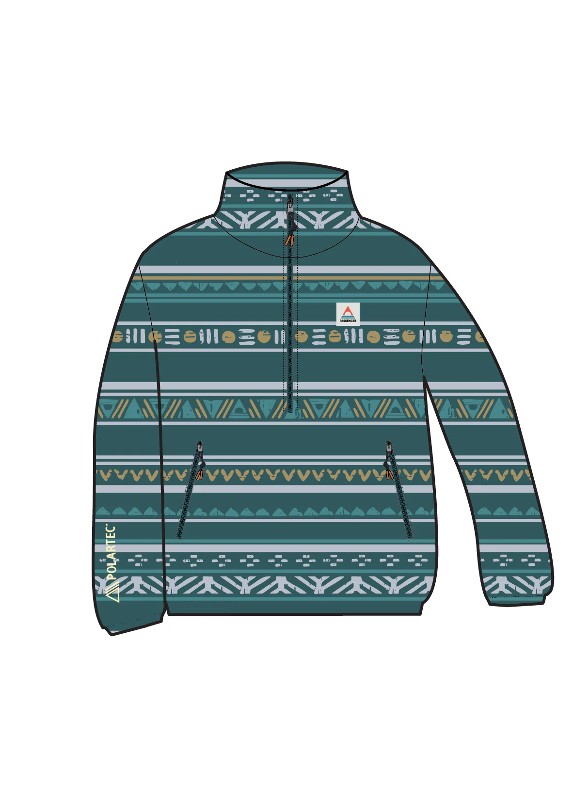 Ayla Micro Polartec® Fleece - Geo Stripe Mediterranean - Image 13