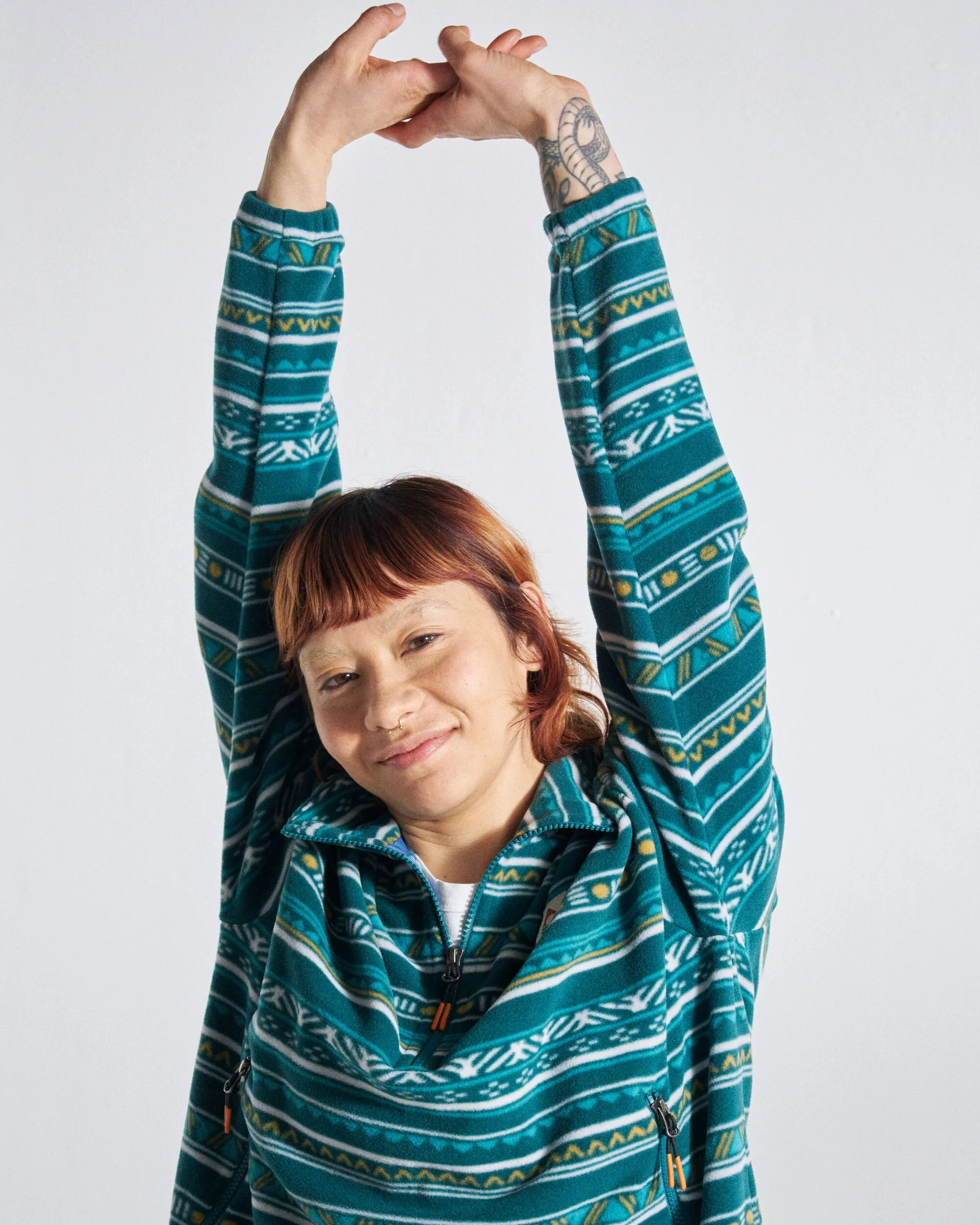 Ayla Micro Polartec® Fleece - Geo Stripe Mediterranean - Image 8