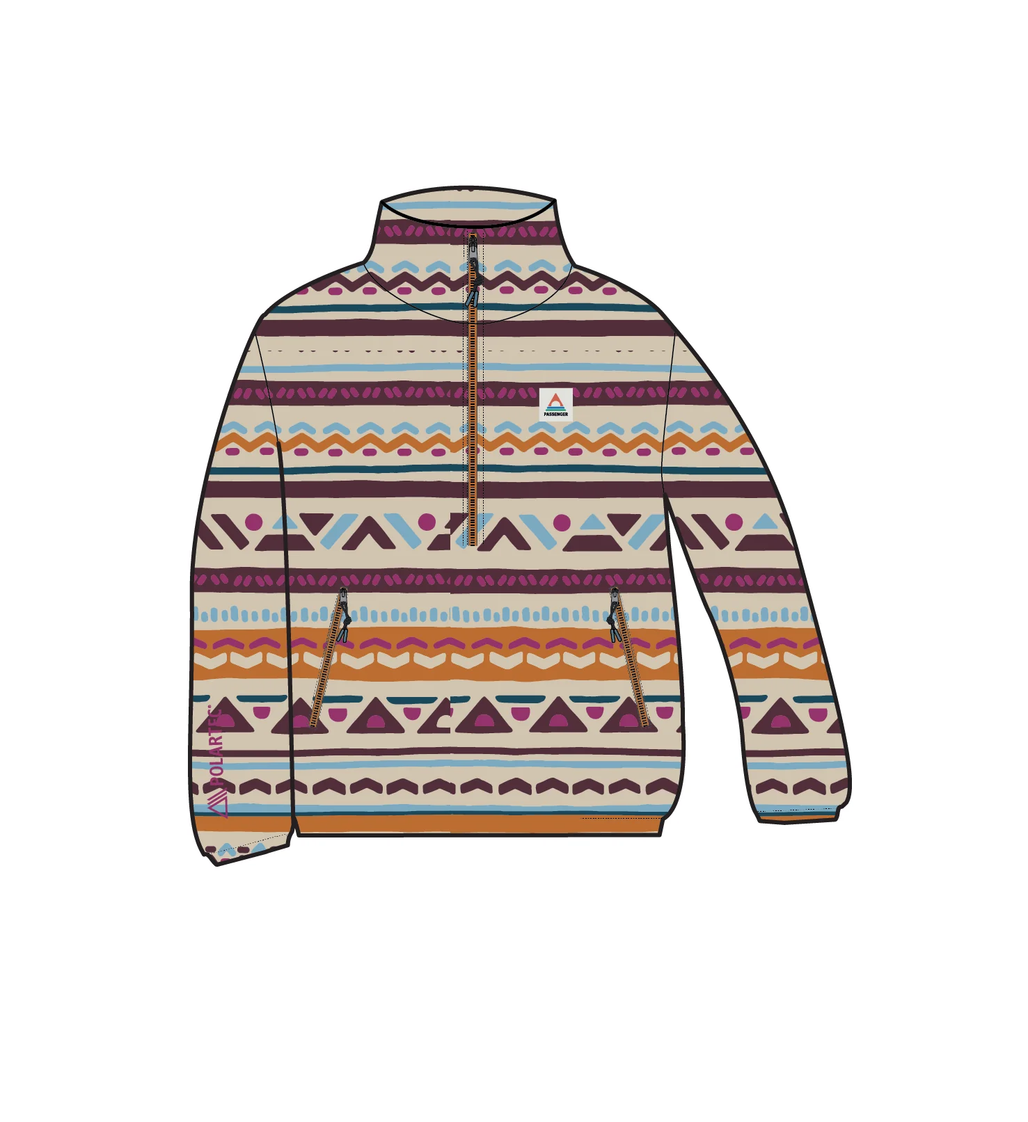 Ayla Micro Polartec® Fleece - Geo Tracks Birch - Image 10