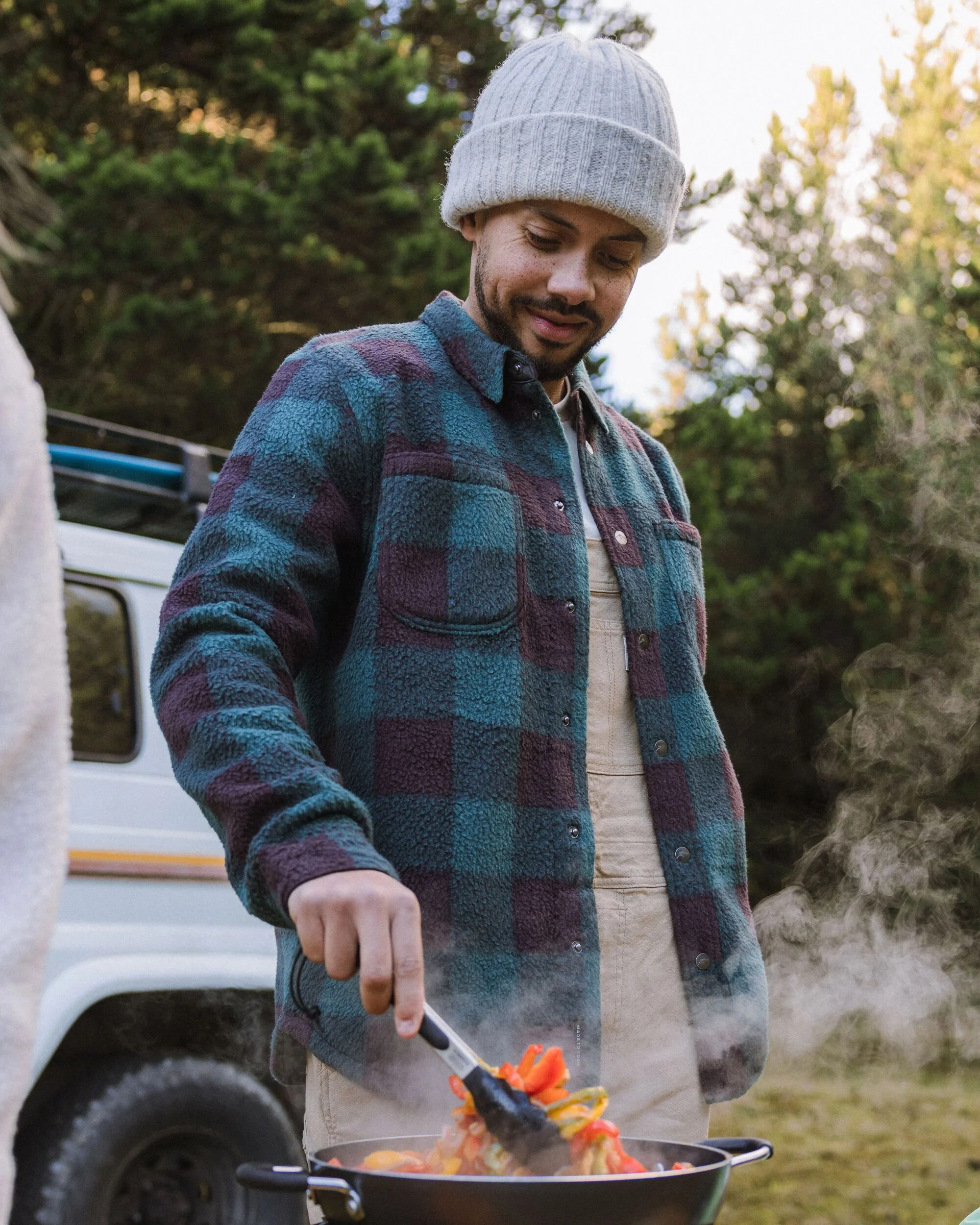 Backcountry Sherpa Fleece Shirt - Dark Fern/Espresso Check - Image 3
