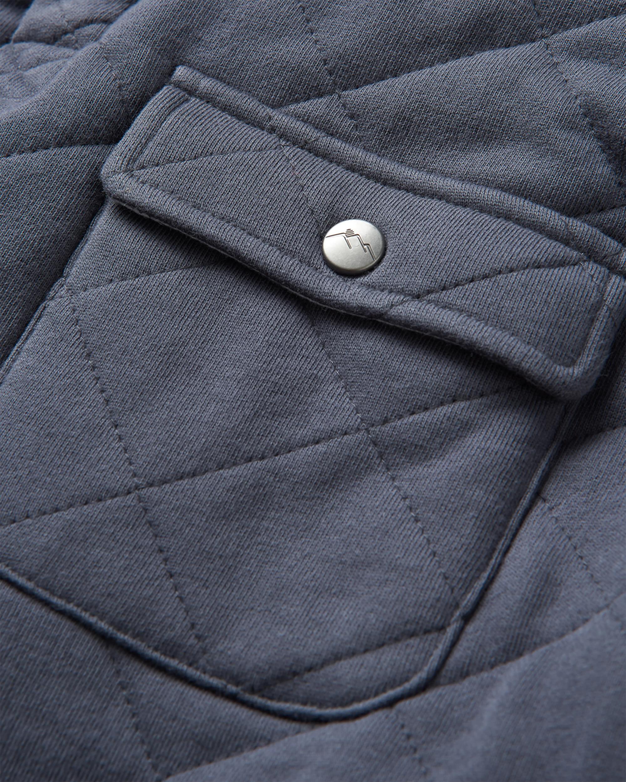 Bark Quilted Popper Up Sweatshirt - Charcoal - Image 6