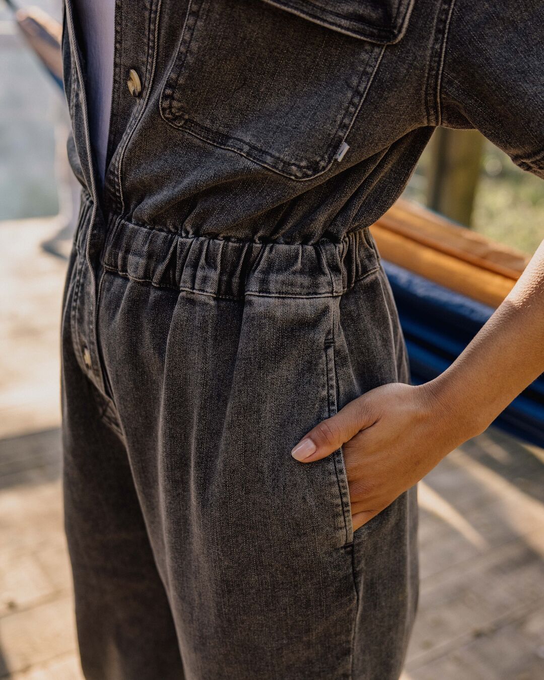 Bluebell Organic Cotton Boiler Suit - Washed Black Denim - Image 3