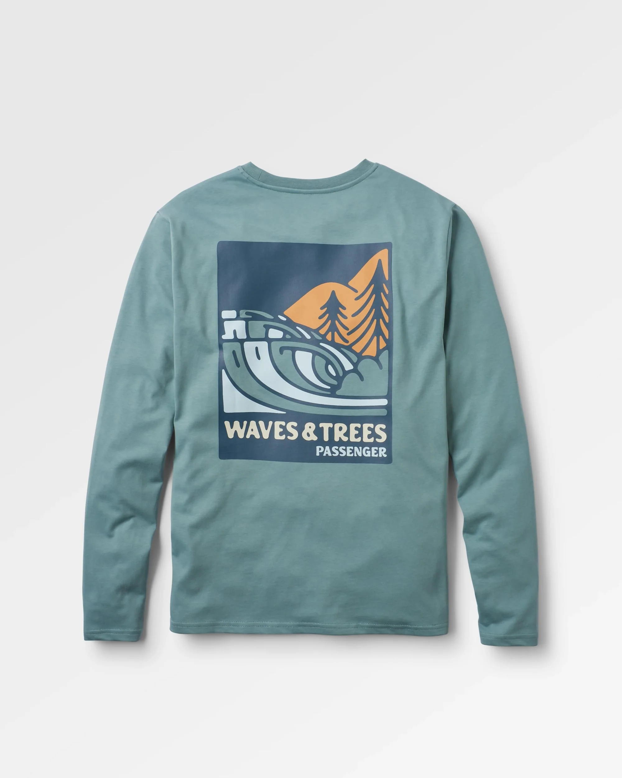 Waves & Trees Organic Cotton LS T-Shirt - Stormy Sea - Image 2