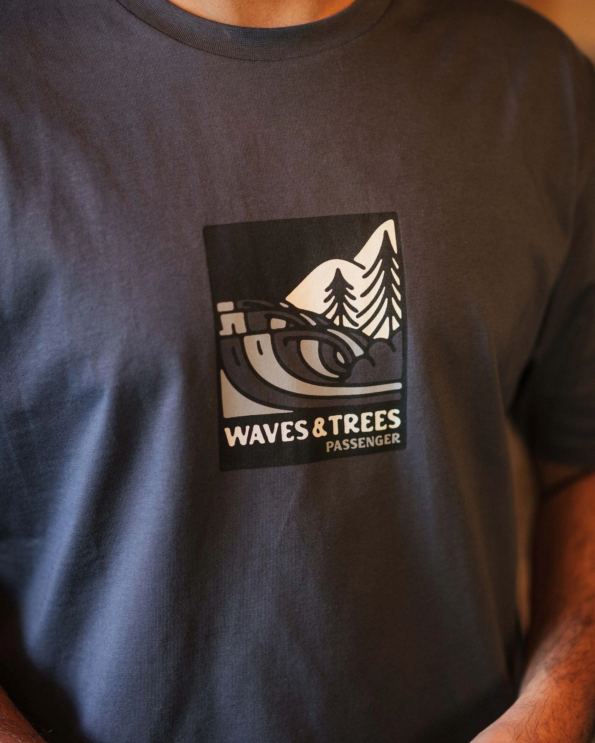 Waves & Trees Organic Cotton T-Shirt - Charcoal - Image 4