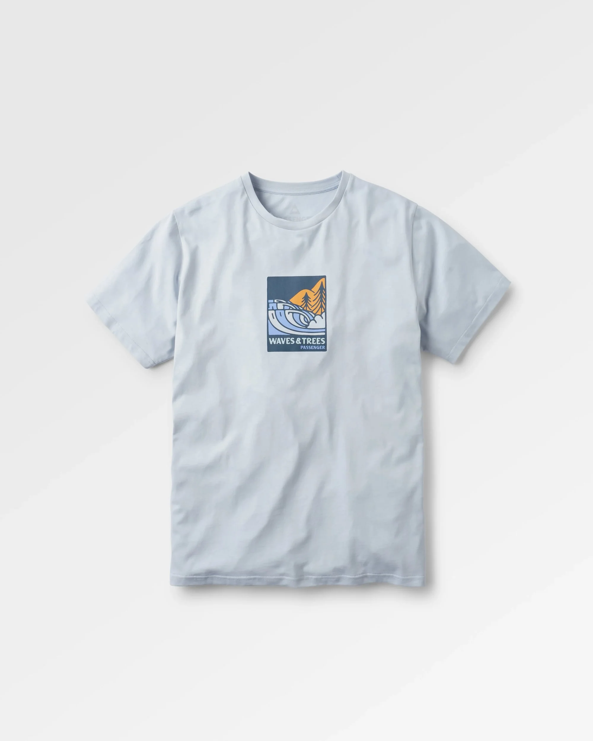 Waves & Trees Organic Cotton T-Shirt - Grey Blue - Image 2
