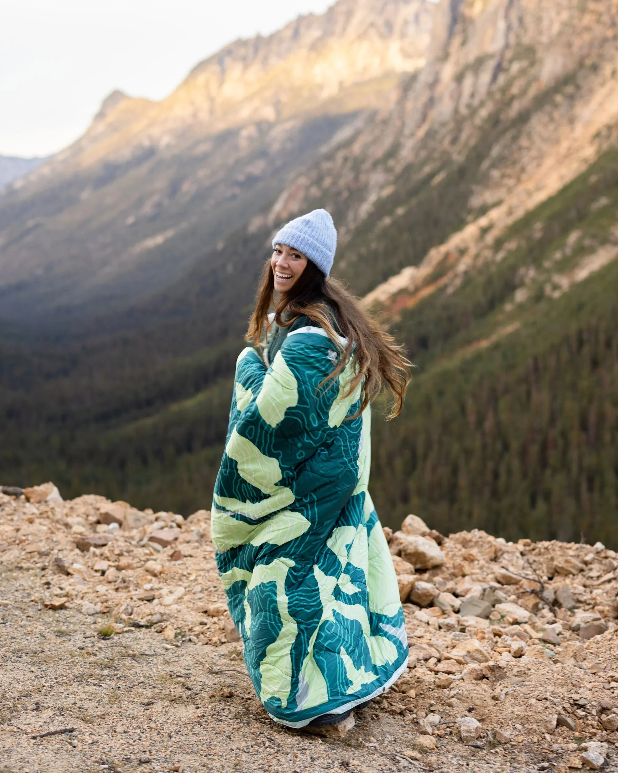 Cabin Sherpa Blanket - Abstract Mountain Green - Image 5