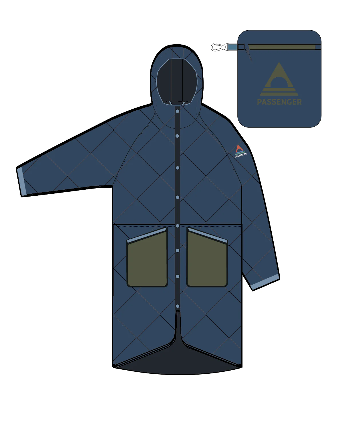 Campscape Fleece Lined Parka - Khaki/Dark Denim - Image 16