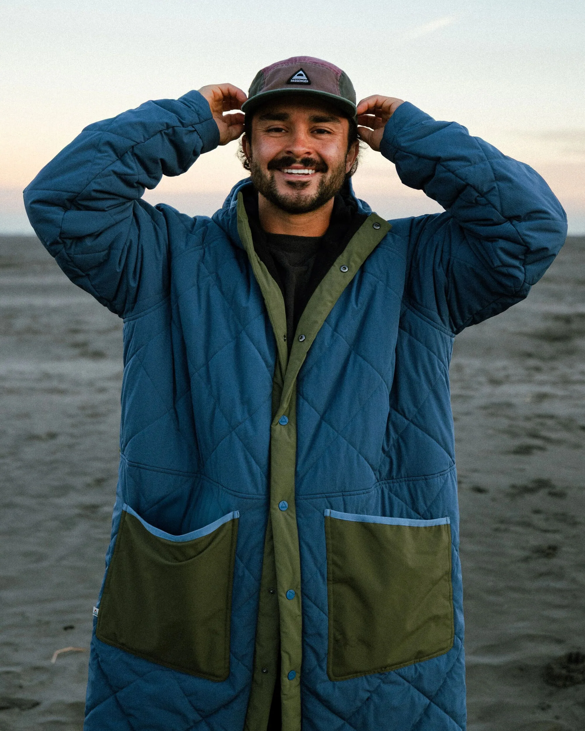 Campscape Fleece Lined Parka - Khaki/Dark Denim - Image 2