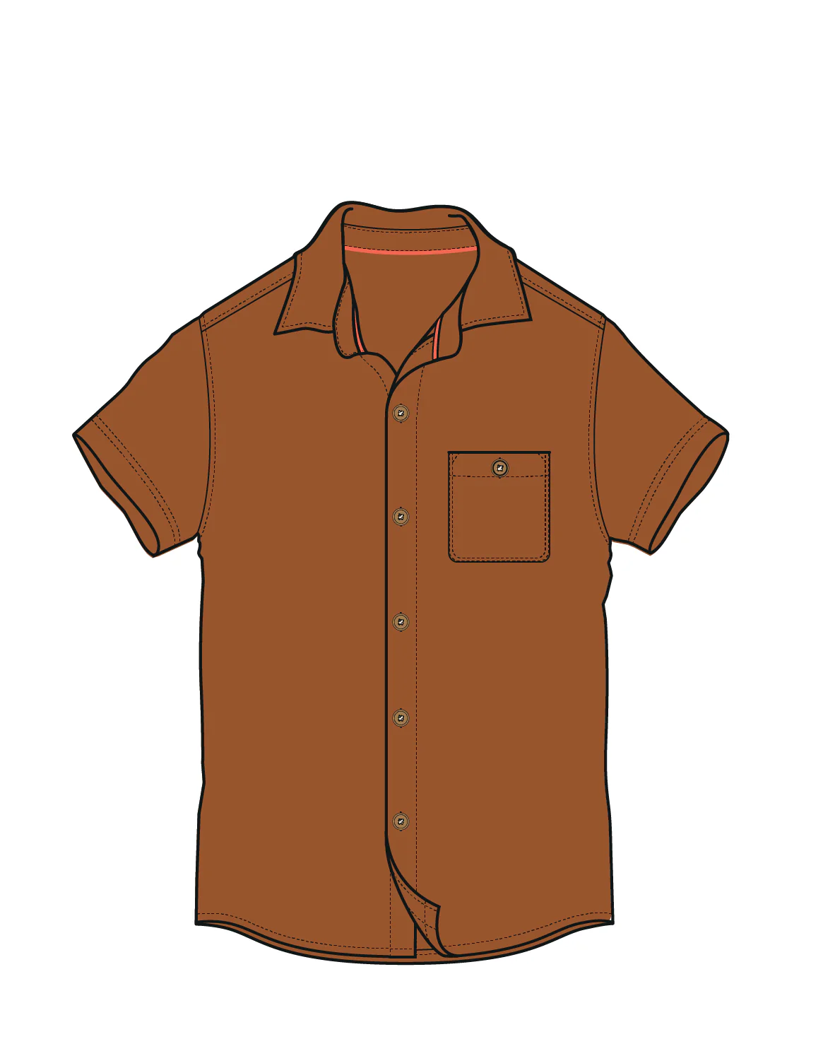 Chill Textured Short Sleeve Shirt - Sunset Orange - Image 10