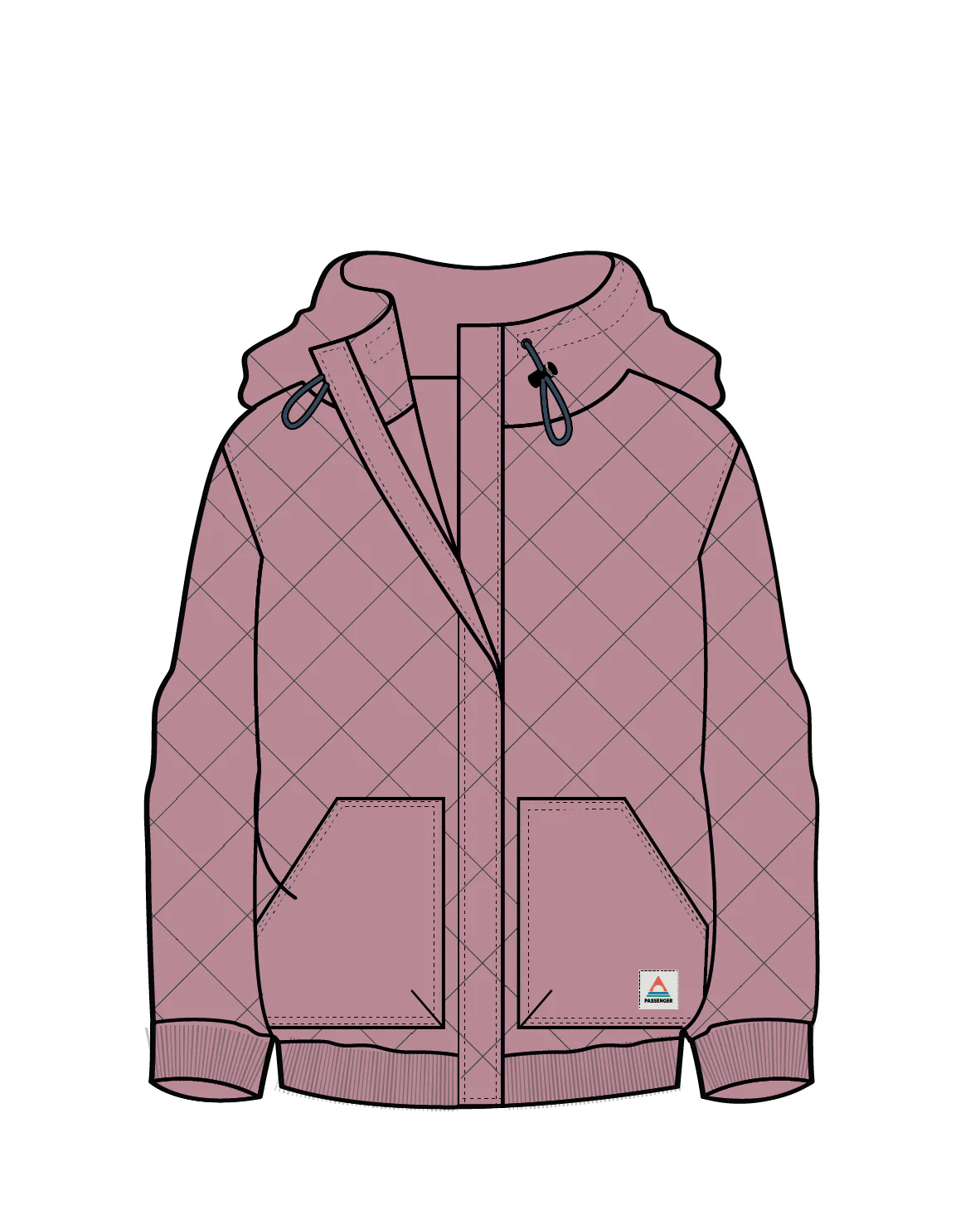 Clementine Quilted Popper Up Hoodie - Pink Haze - Image 11