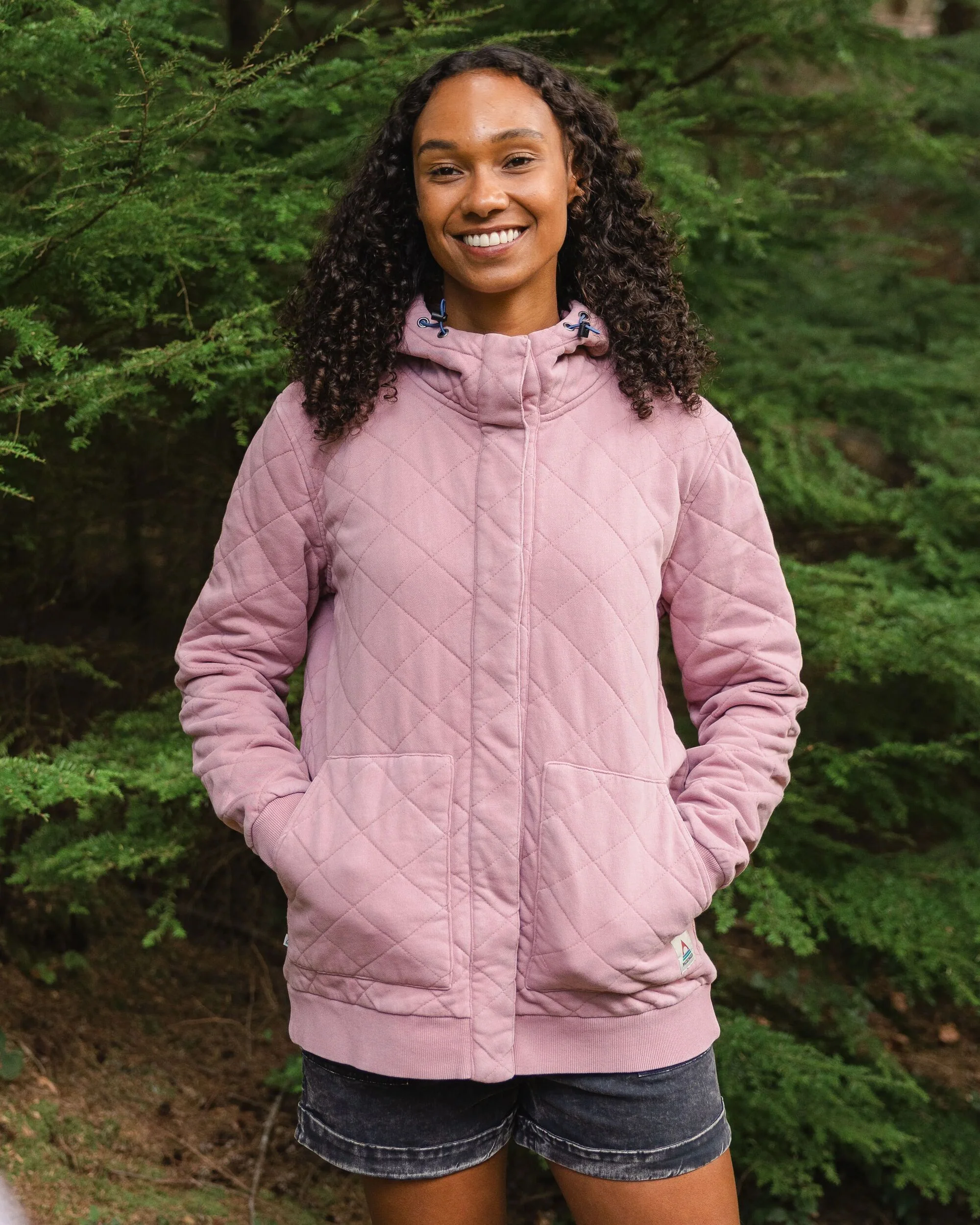 Clementine Quilted Popper Up Hoodie - Pink Haze - Image 4