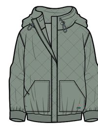 Clementine Quilted Popper Up Hoodie - Pistachio - Image 14