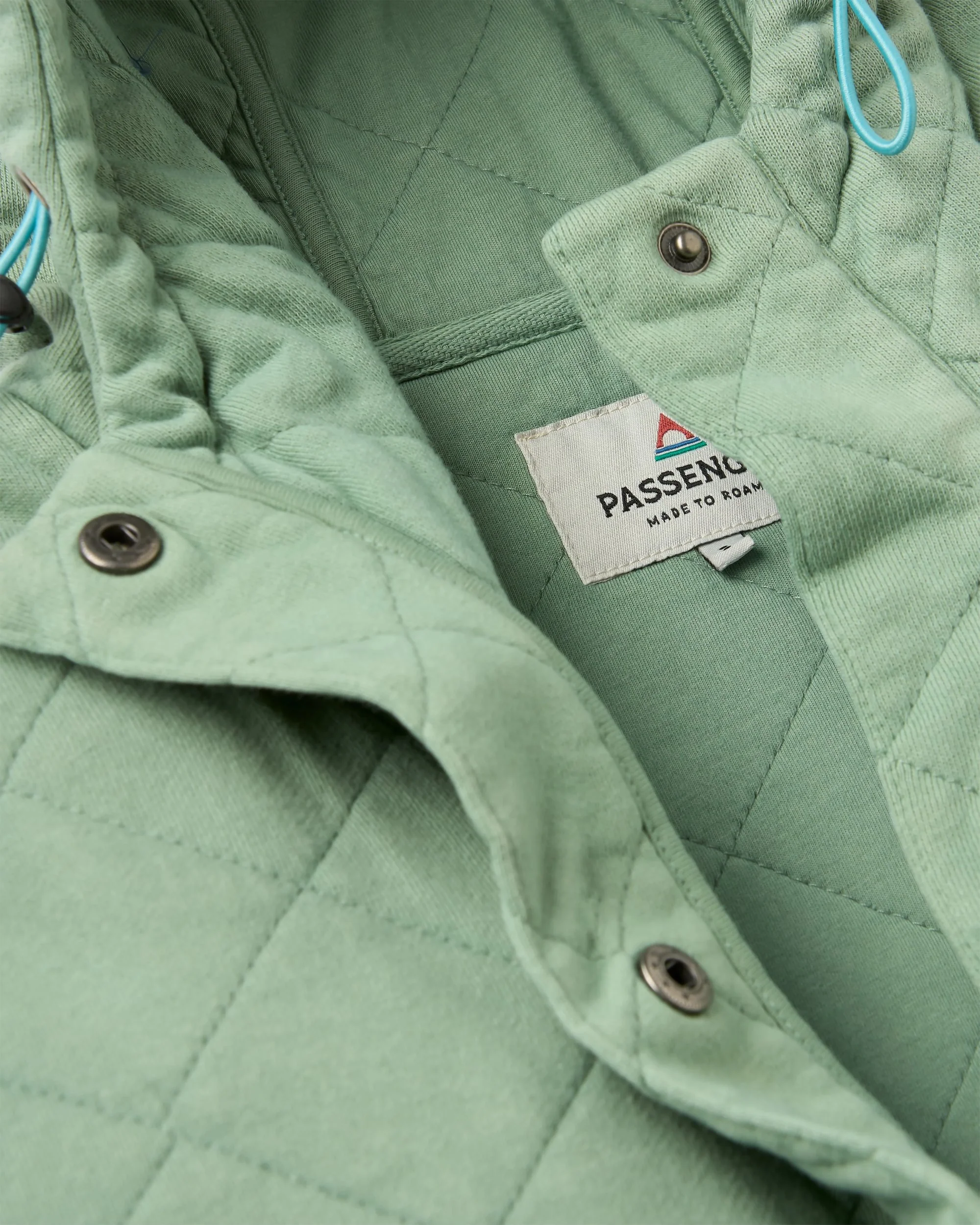 Clementine Quilted Popper Up Hoodie - Pistachio - Image 8