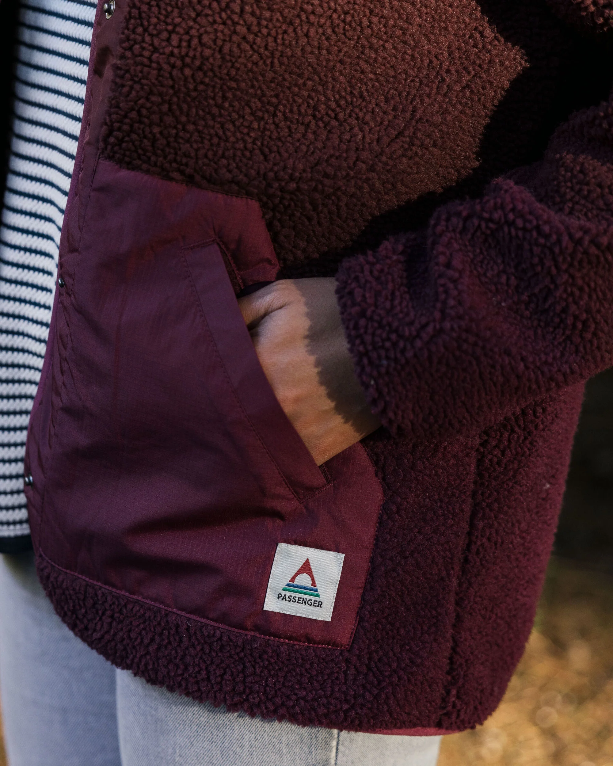Clover Deep-Pile Sherpa Fleece - Wine - Image 3