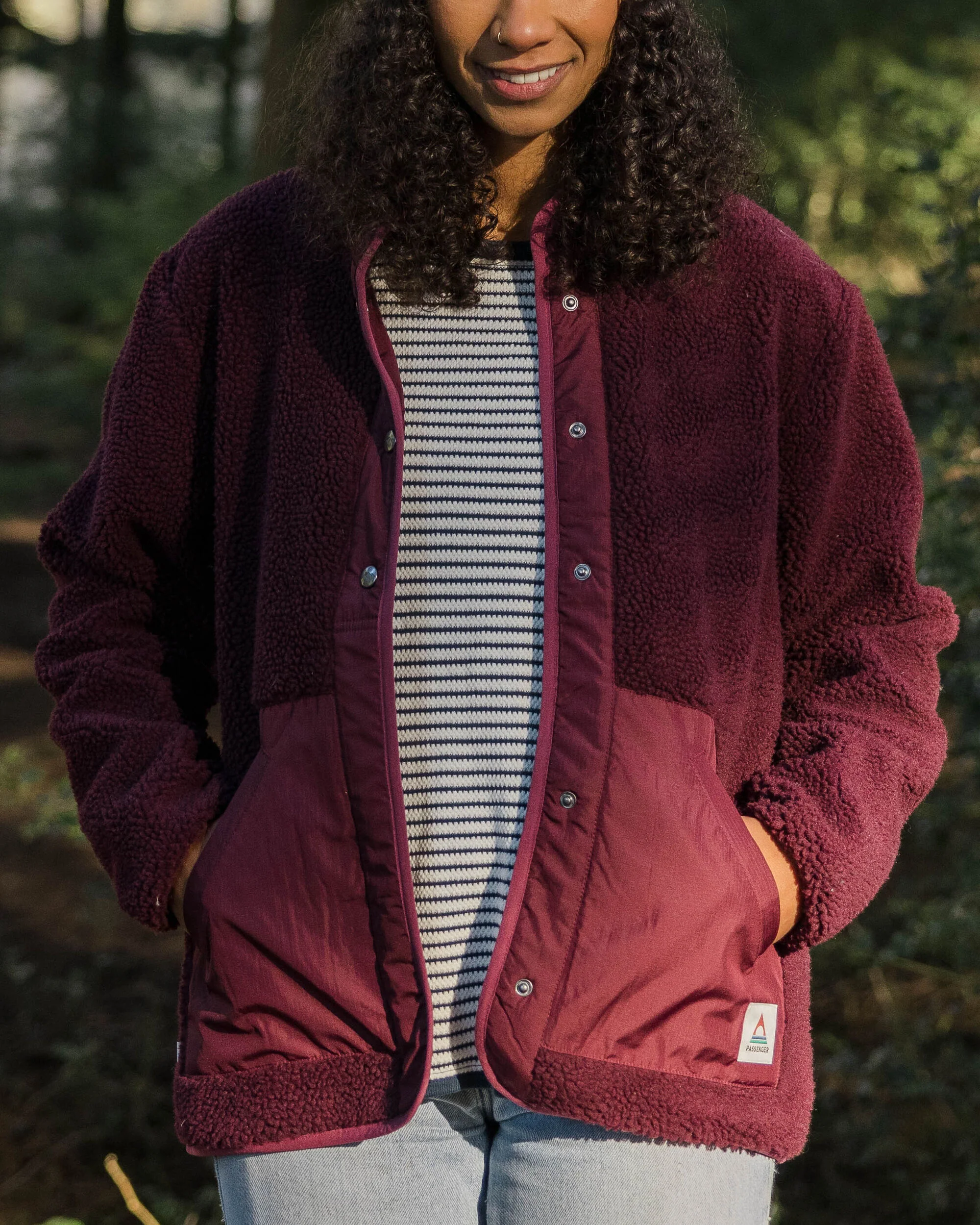 Clover Deep-Pile Sherpa Fleece - Wine - Image 4