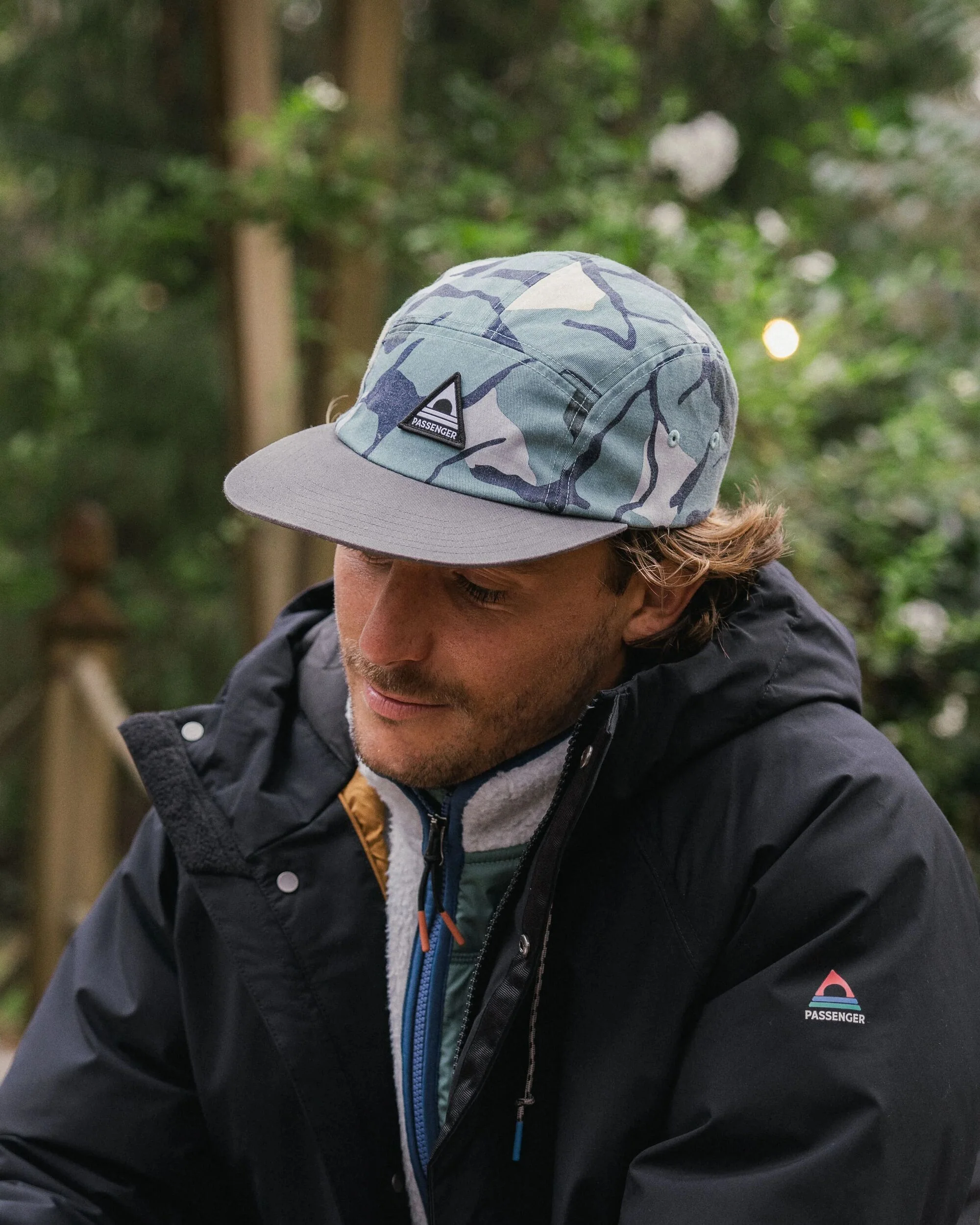Coast Organic Cotton 5 Panel Cap - Abstract Trails Arctic - Image 2