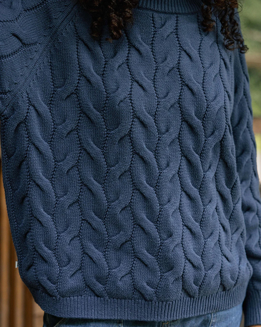Comfort Stripe Organic Knitted Jumper - Dark Denim - Image 3