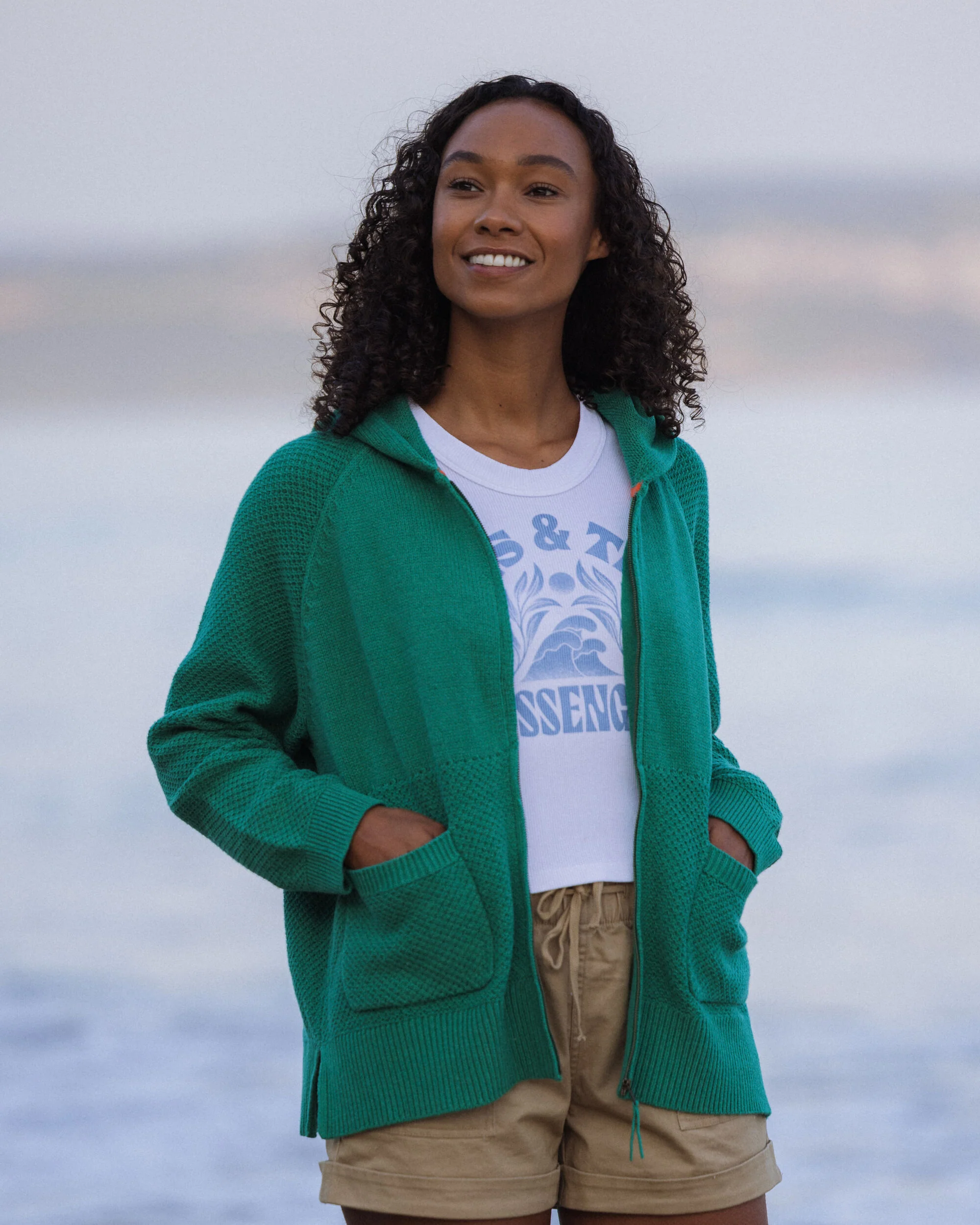 Cove Full Zip Knitted Hoodie - Greenlake - Image 4