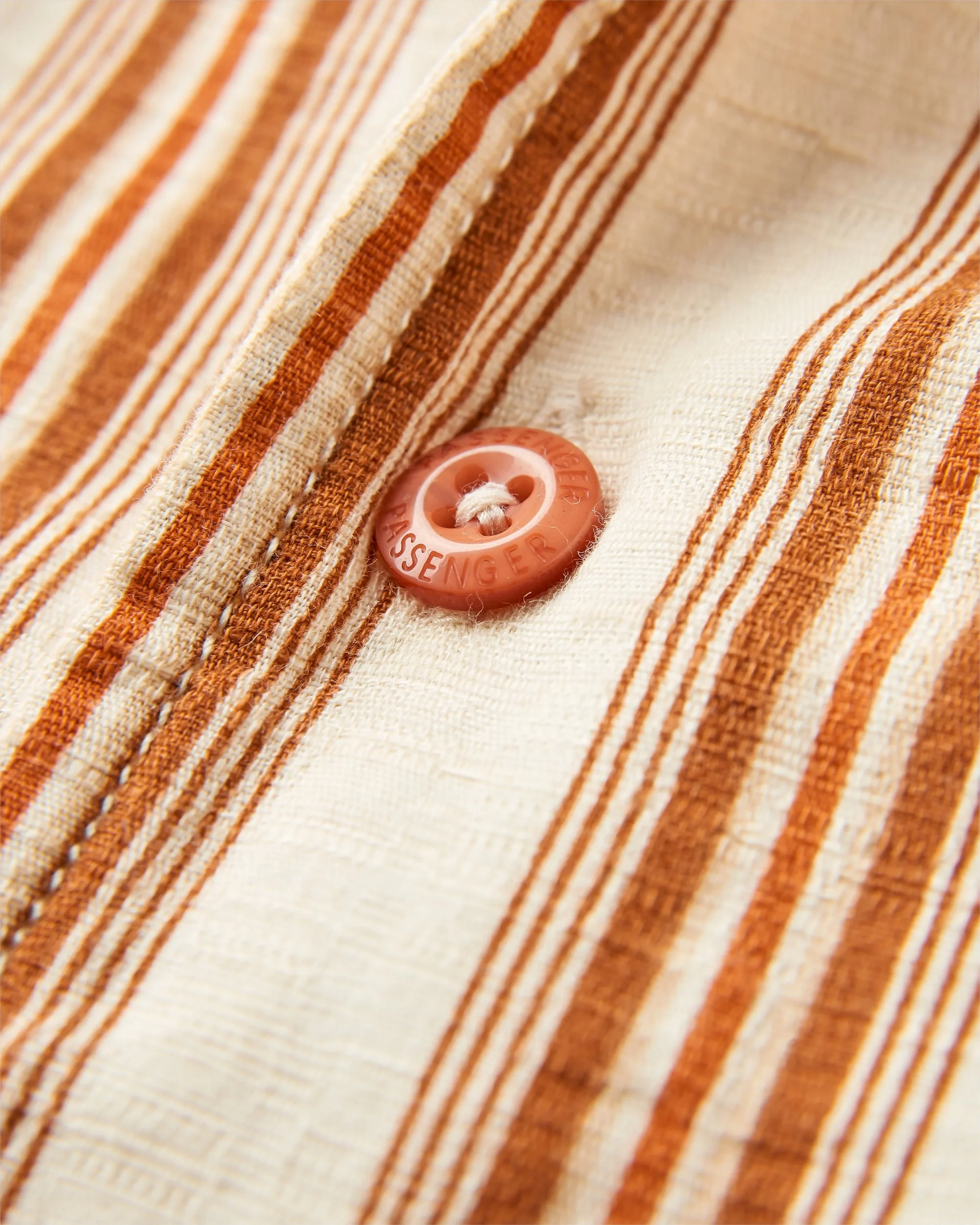 Cove Organic Cotton Textured Shirt - Sunset Orange Stripe - Image 6