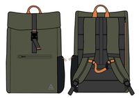 Crossing Roll Top Backpack - True Black/ Khaki - Image 14