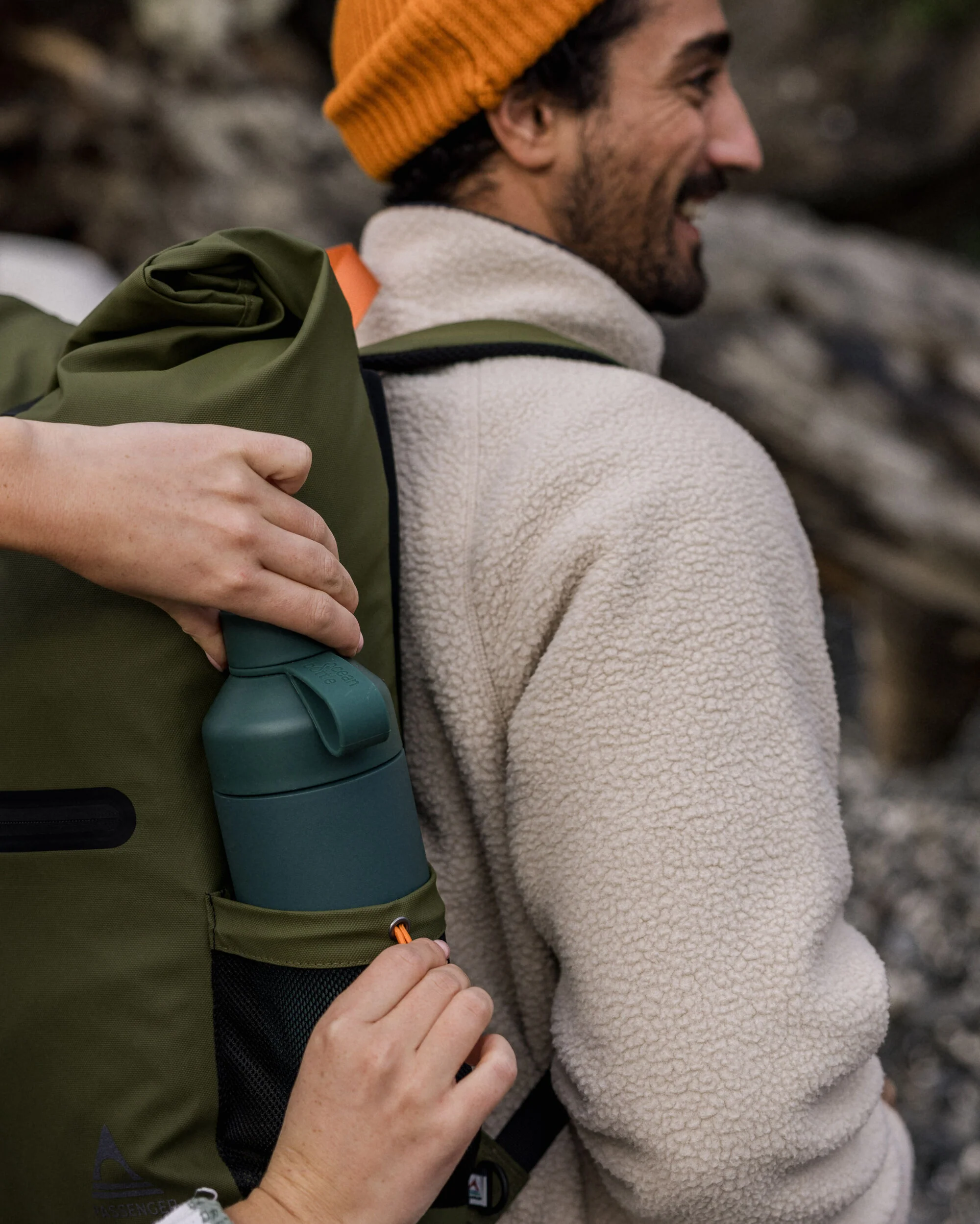 Crossing Roll Top Backpack - True Black/ Khaki - Image 4