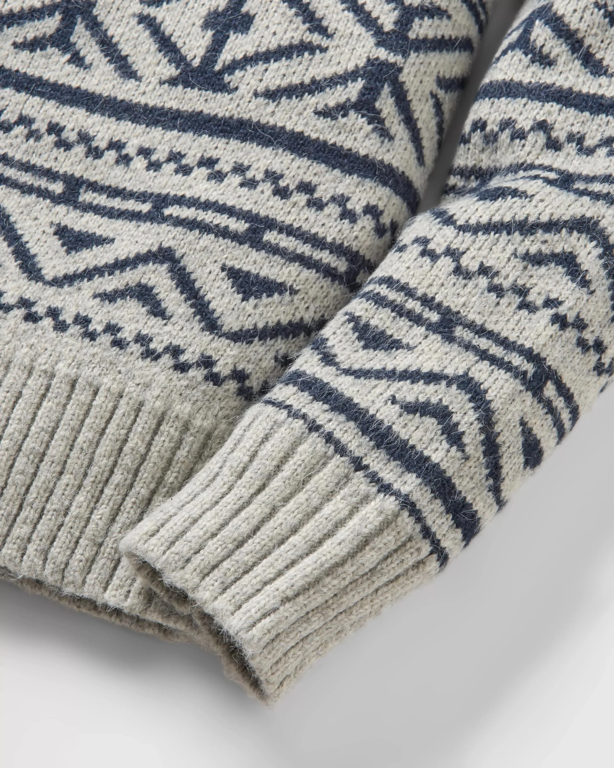 Cutback Fairisle Knitted Jumper - Grey Marl - Image 9