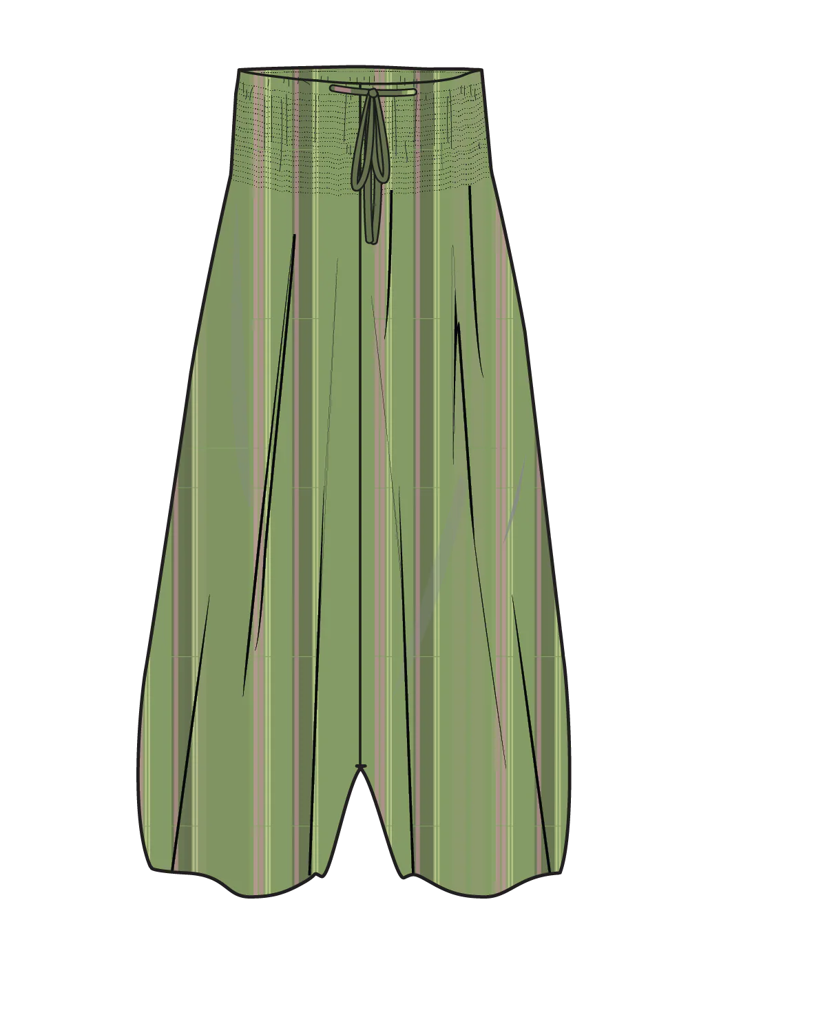 Daylily Loose Trouser - Stem Green Stripe - Image 10