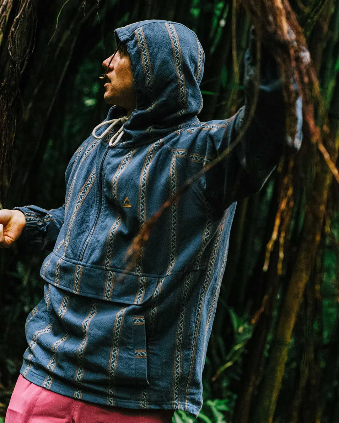 Dune 1/2 Zip Organic Cotton Hoodie - Mediterranean Geo Stripe - Image 6