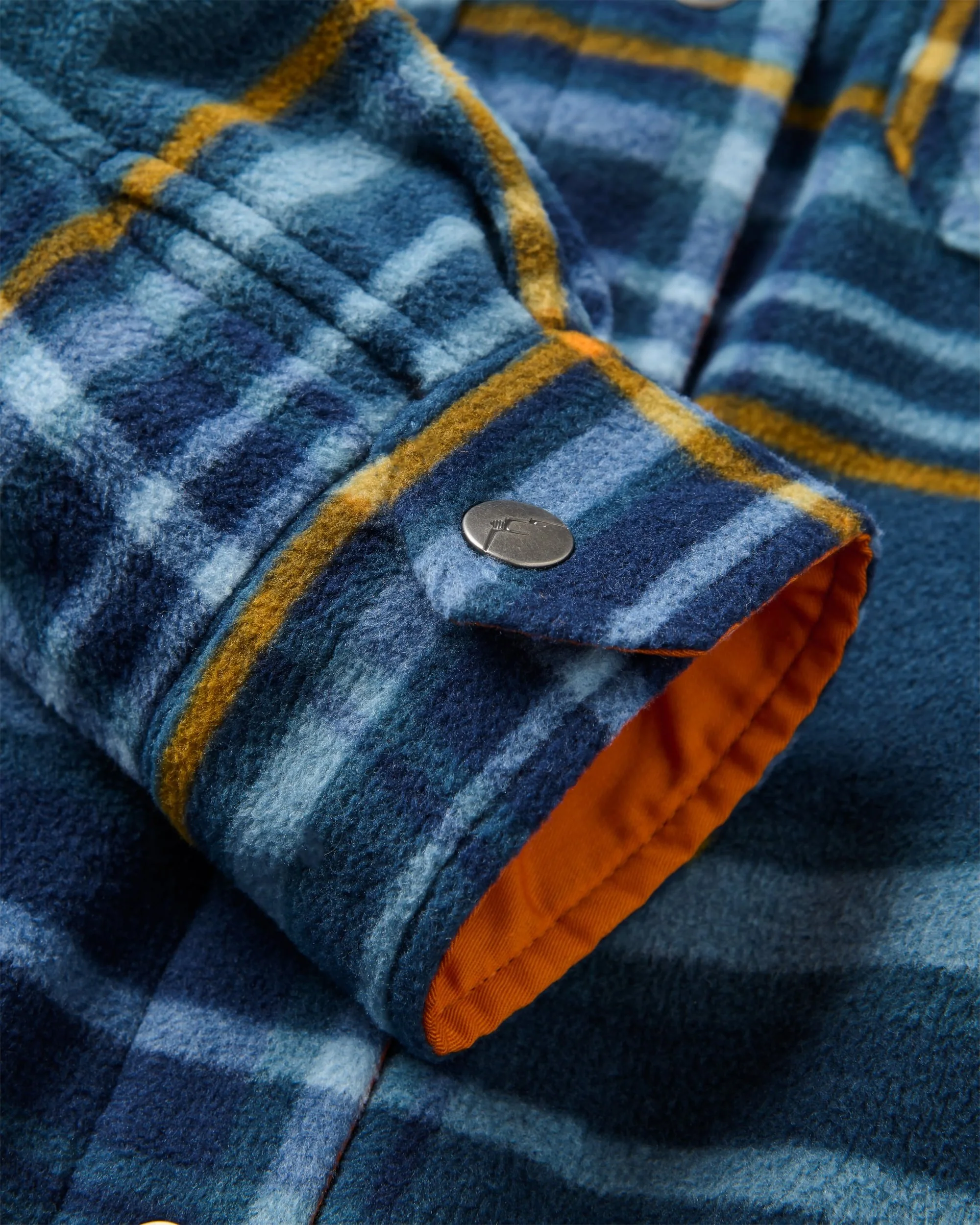 East Polar Fleece Shirt - Rich Navy/Faded Denim Check - Image 10