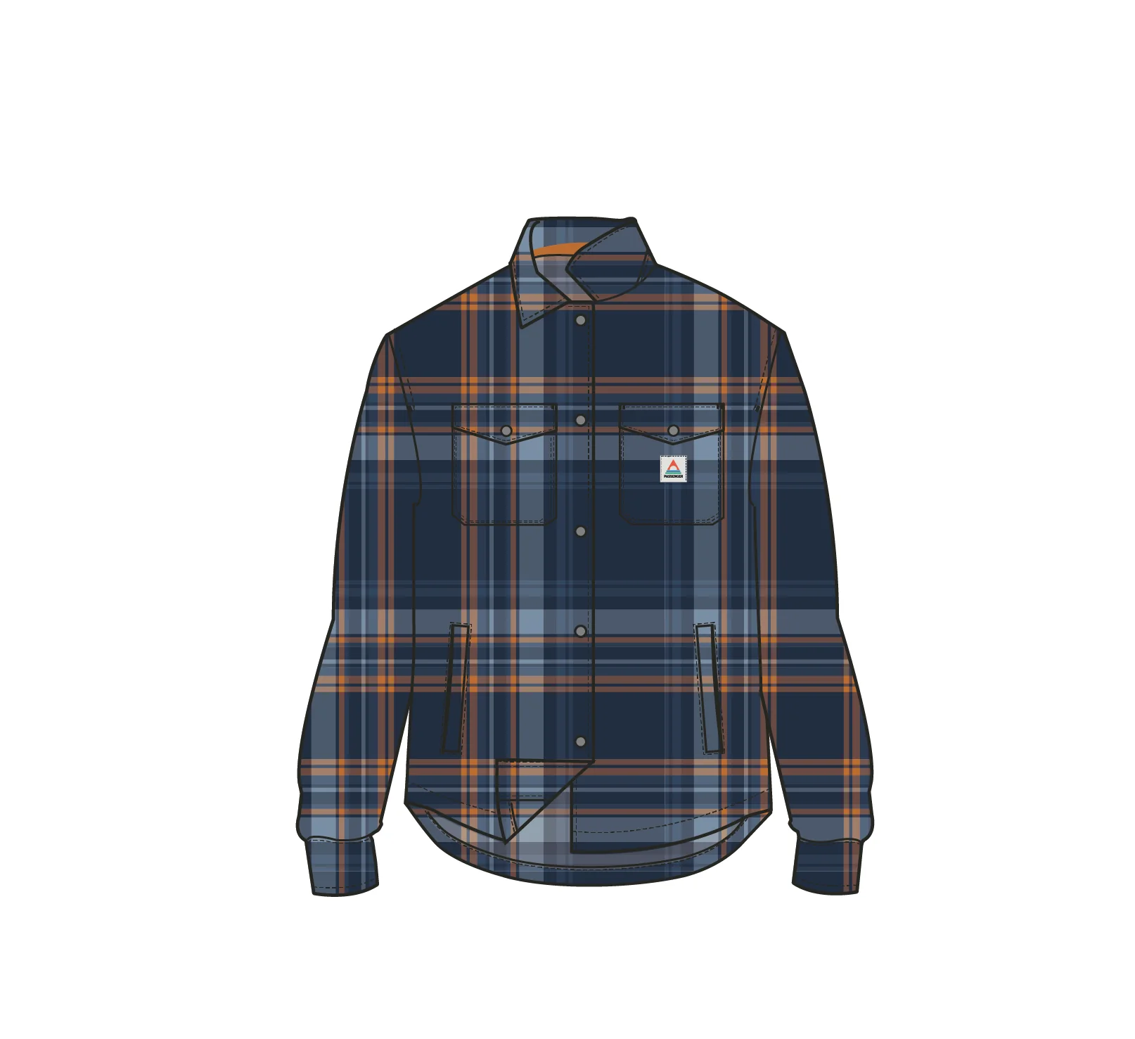 East Polar Fleece Shirt - Rich Navy/Faded Denim Check - Image 11
