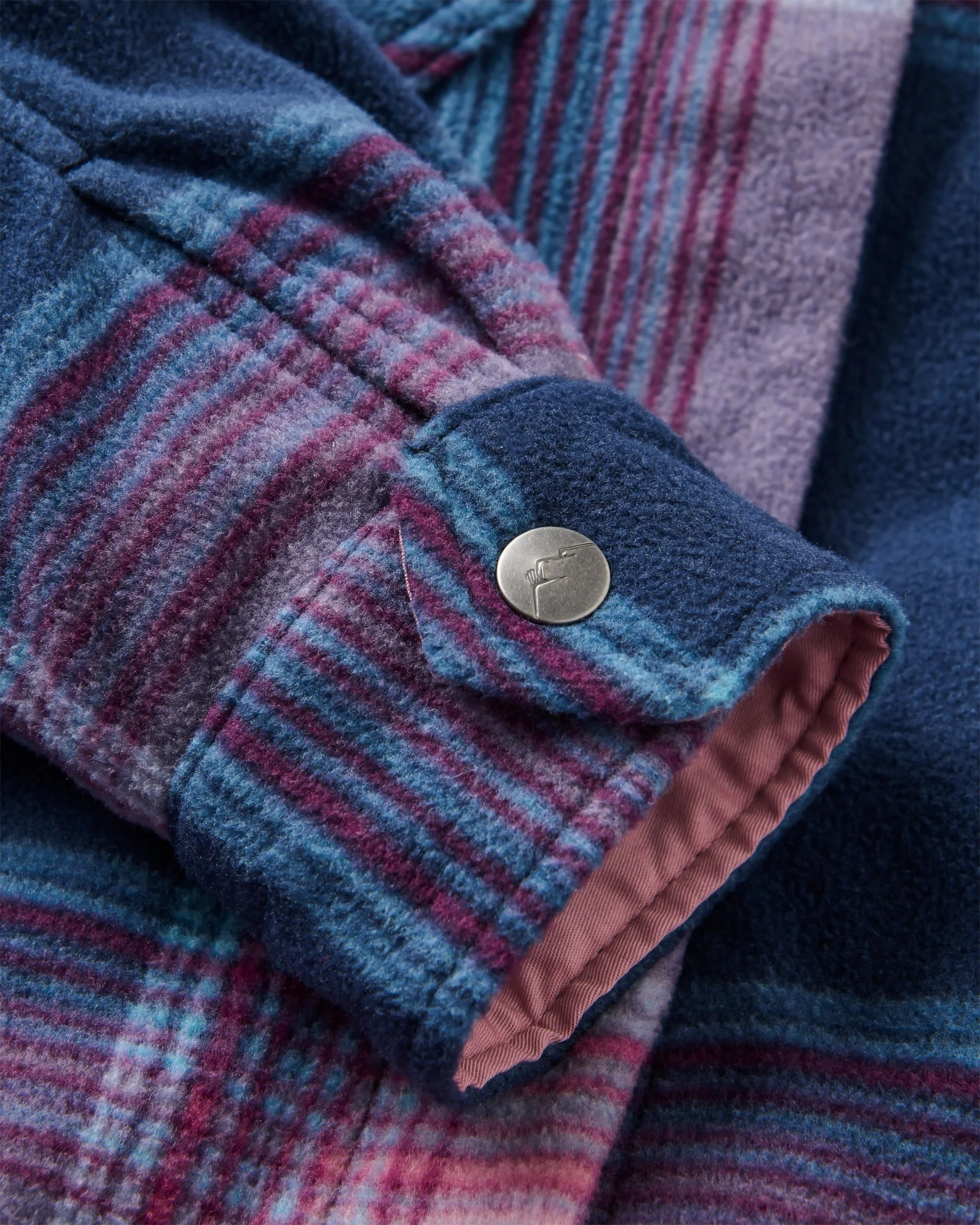 East Polar Fleece Shirt - Rich Navy/Pink Haze Check - Image 9