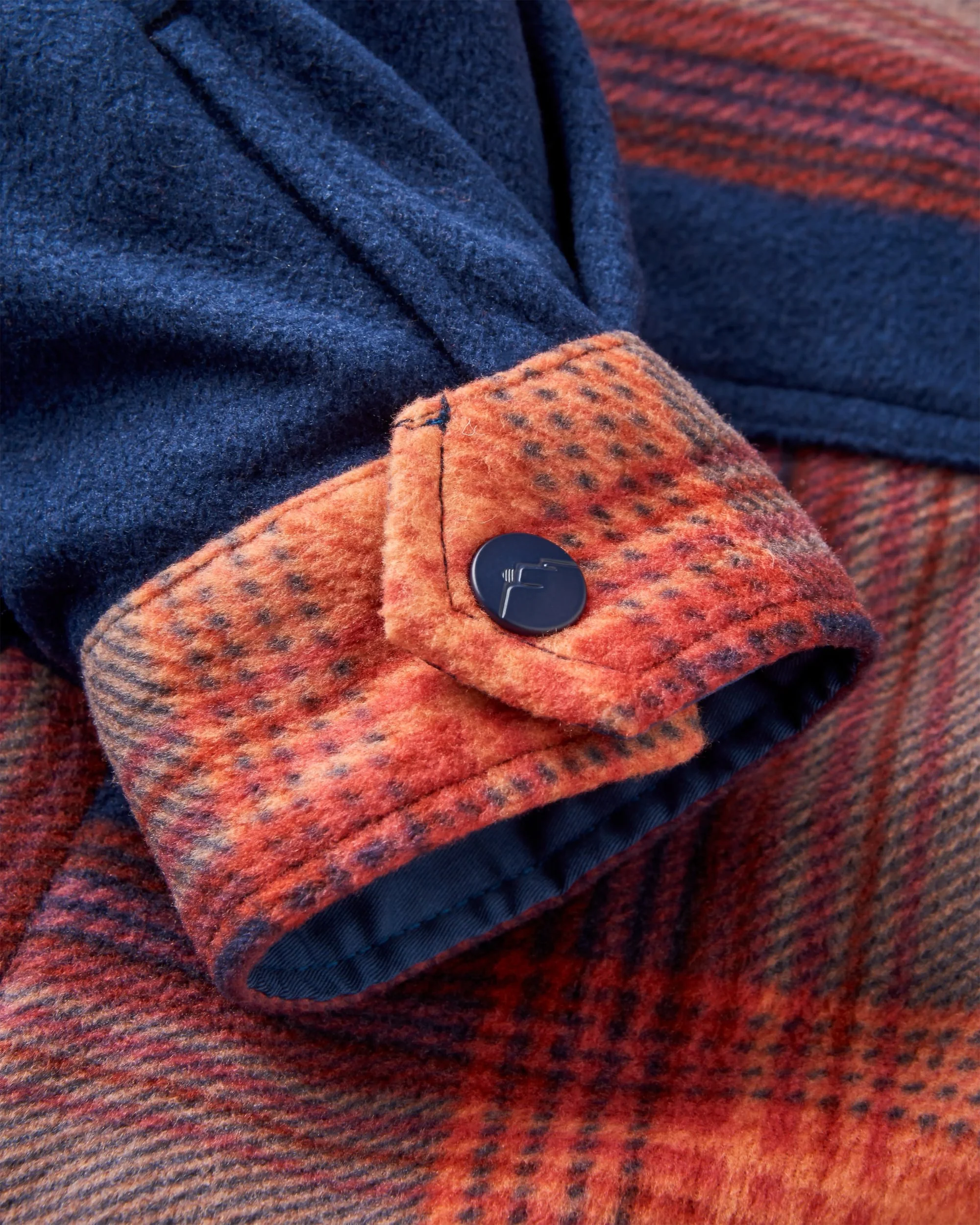 East Polar Fleece Shirt - Rich Navy/ Red Ochre Check - Image 10