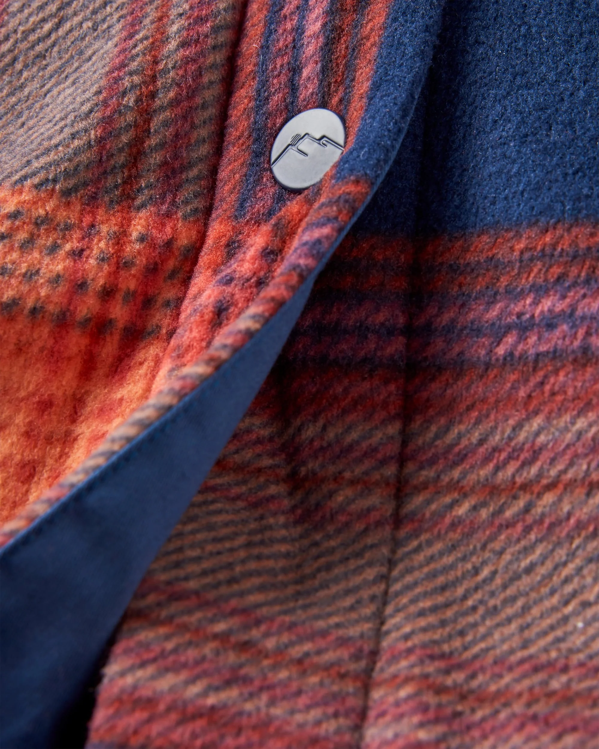 East Polar Fleece Shirt - Rich Navy/ Red Ochre Check - Image 7