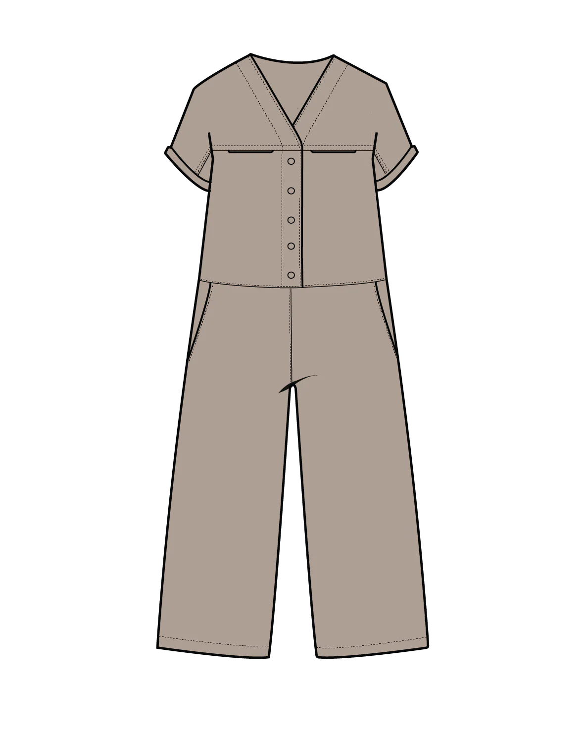 Esen Short Sleeve Jumpsuit - Simply Taupe - Image 13