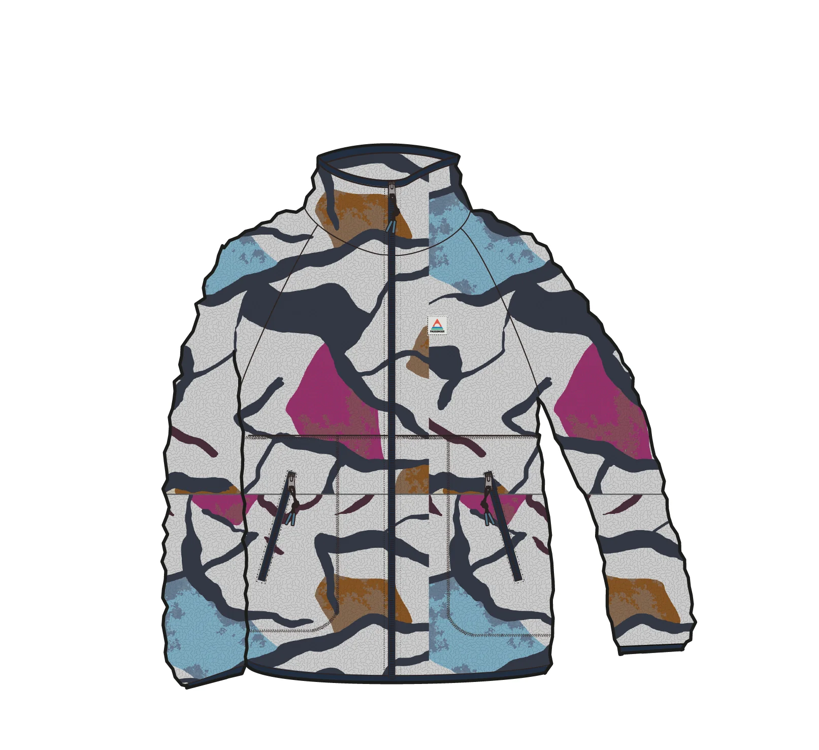 Fairbanks Full Zip Sherpa Fleece - Abstract Trails Off White - Image 12