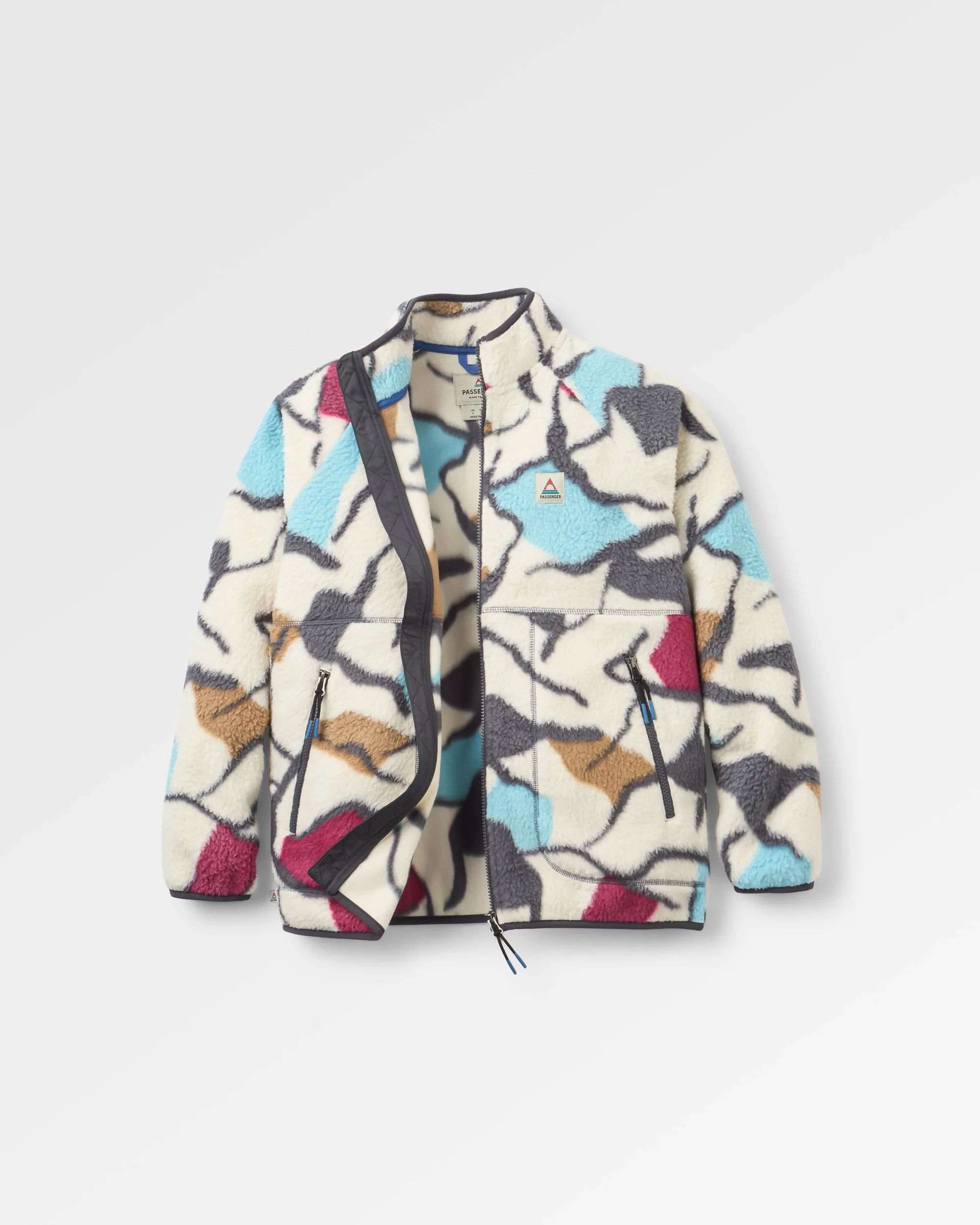 Fairbanks Full Zip Sherpa Fleece - Abstract Trails Off White - Image 2