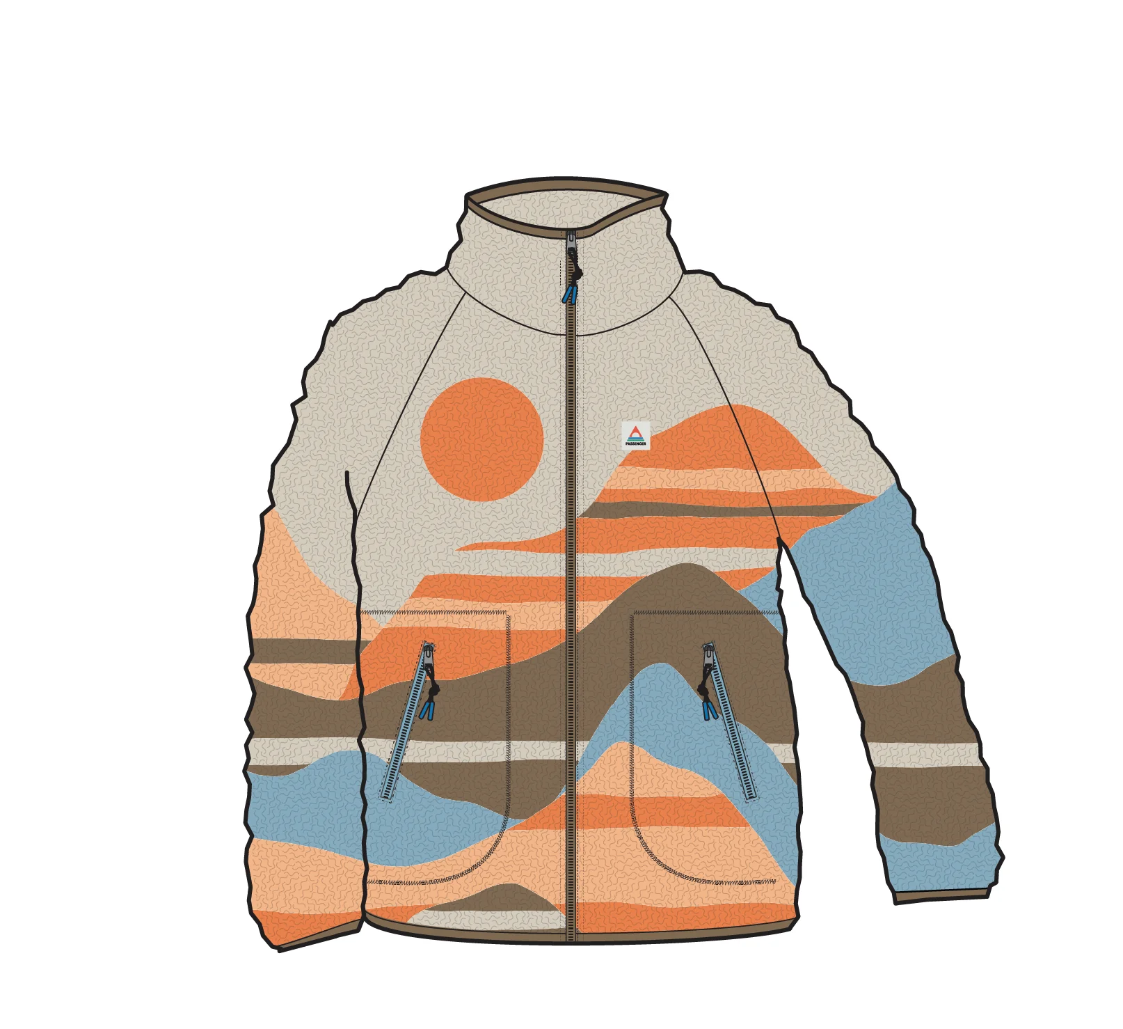 Fairbanks Full Zip Sherpa Fleece - Mountain Sunset Multi - Image 10